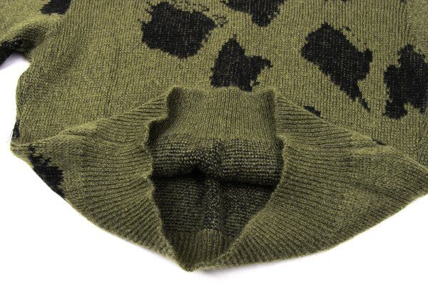 イッセイミヤケ メンISSEY MIYAKE MEN まだら柄織りニットセーター カーキ黒F イッセイミヤケ メンISSEY MIYAKE MEN まだら柄織りニットセーター カーキ黒F