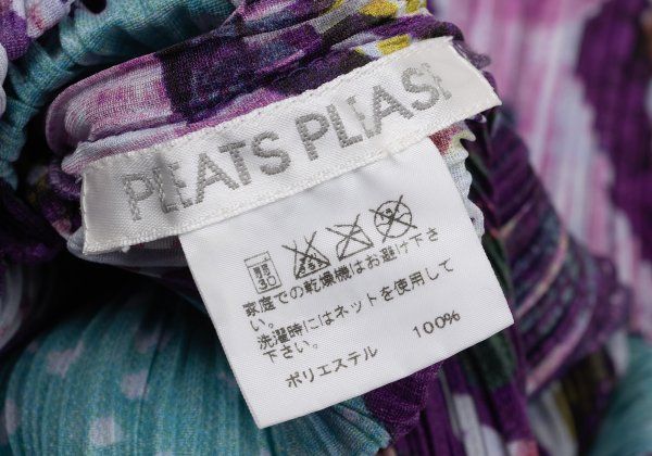 プリーツプリーズPLEATS PLEASE 気球プリントフレンチスリーブワンピース 紫マルチ5
