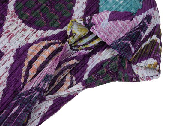 プリーツプリーズPLEATS PLEASE 気球プリントフレンチスリーブワンピース 紫マルチ5
