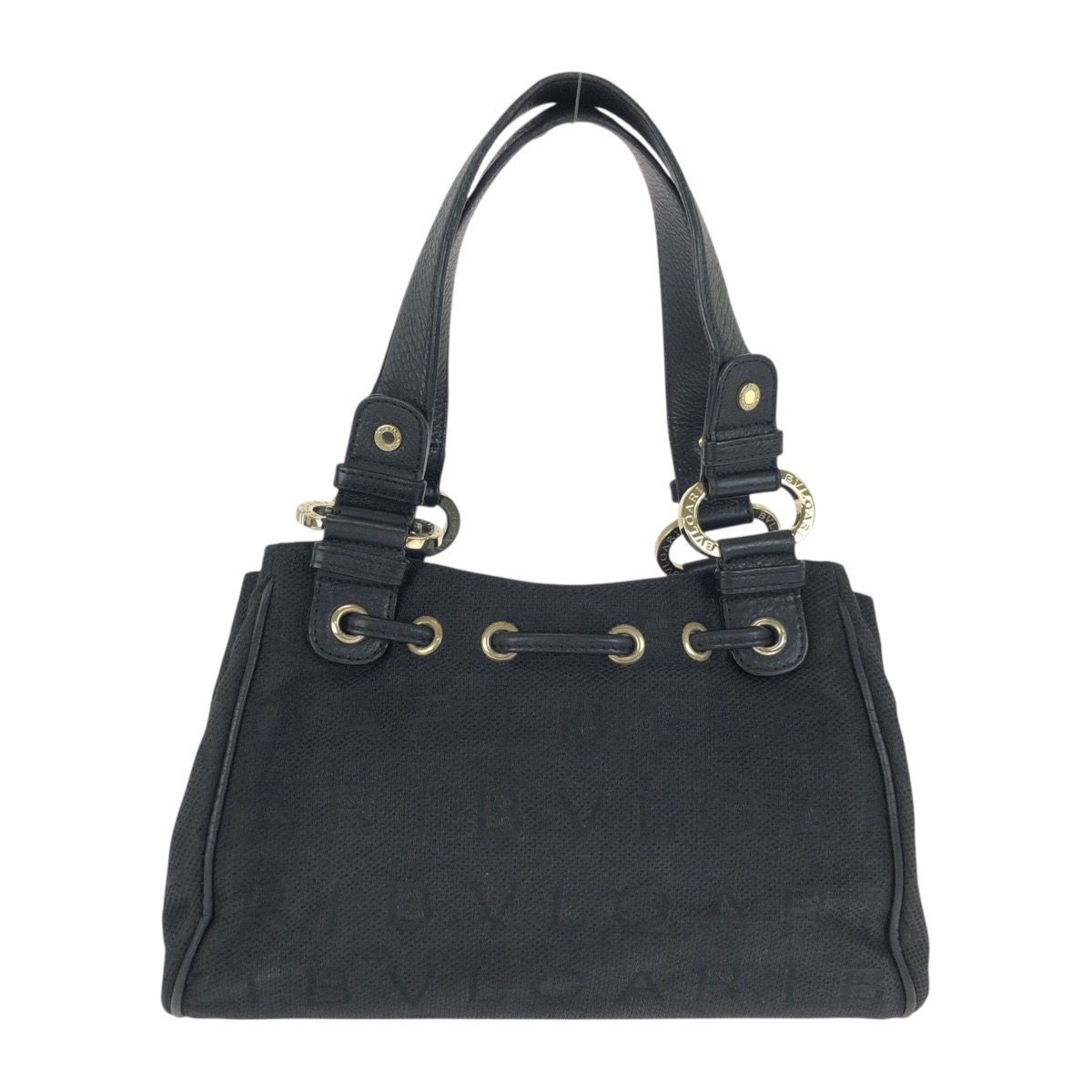 BVLGARI ブルガリ ロゴマニア ブラック 黒 ゴールド金具 キャンバス