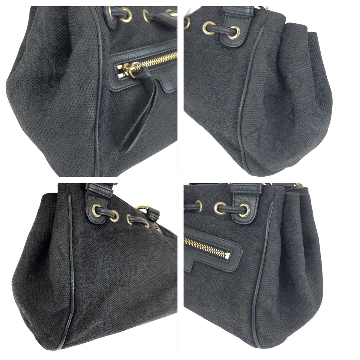 BVLGARI ブルガリ ロゴマニア ブラック 黒 ゴールド金具 キャンバス