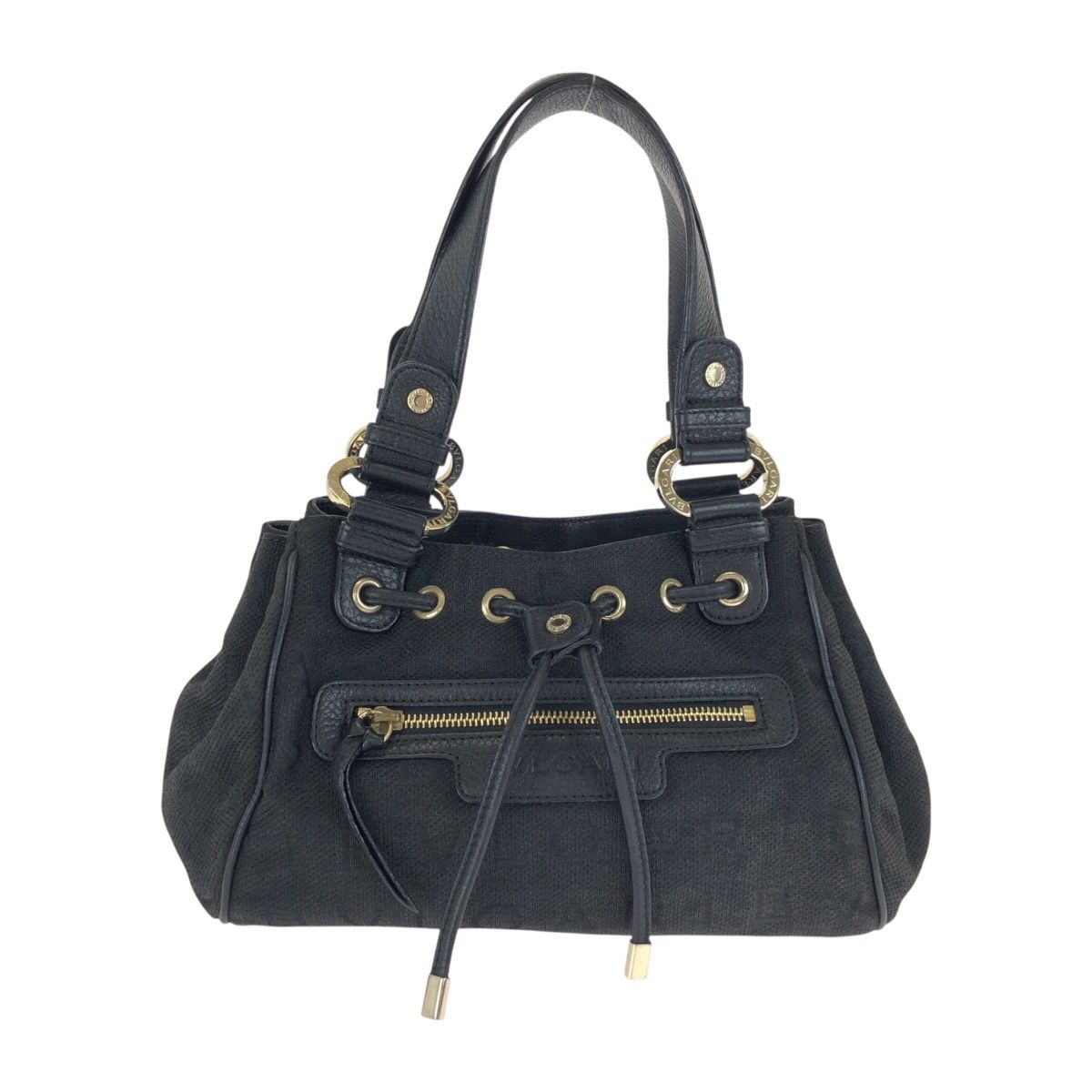 BVLGARI ブルガリ ロゴマニア ブラック 黒 ゴールド金具 キャンバス