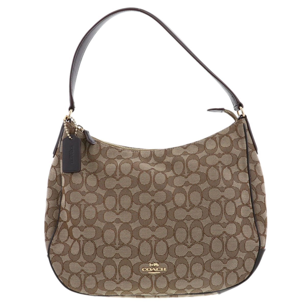 COACH コーチ ワンショルダーバッグ シグネチャージップホーボー ショルダーバッグ F29959 レディース キャンバス レザー ブラウン ブラック 中古