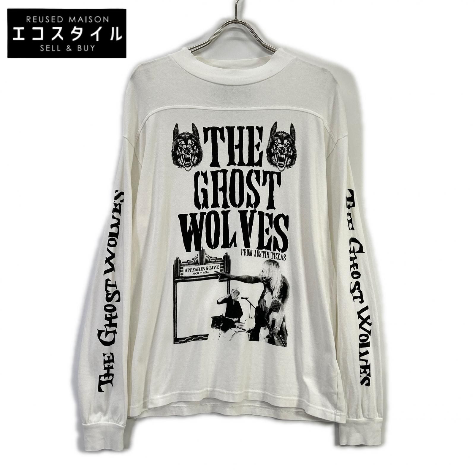 Thee Hysteric XXX　ジィヒステリック トリプルエックス　ホワイト モックネック THE GHOST WOLVES プリントロンT　M