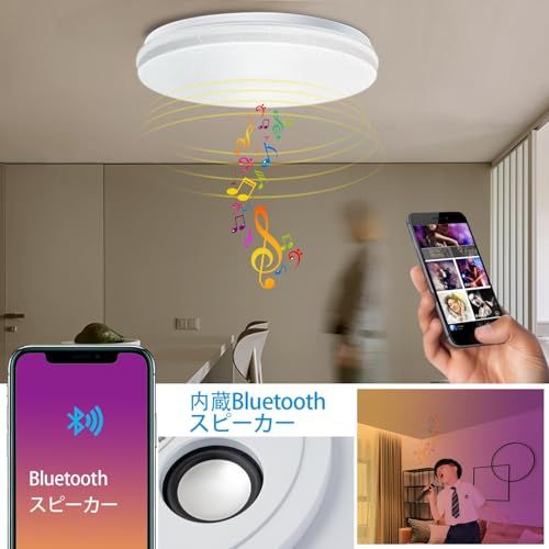 LED 音楽シーリングライト 5年保証 6畳 40W 直径30センチ 内蔵の