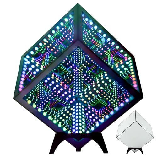RGB インフィニティ ハイパーキューブライト - アプリ制対応 スマート インフィニティミラーナイトライト、1600万色 ミュージックシンク対応、ゲーミングルームデコレーション、寝室・デスク・パーティー用ムードライト(7インチ) 国内発送
