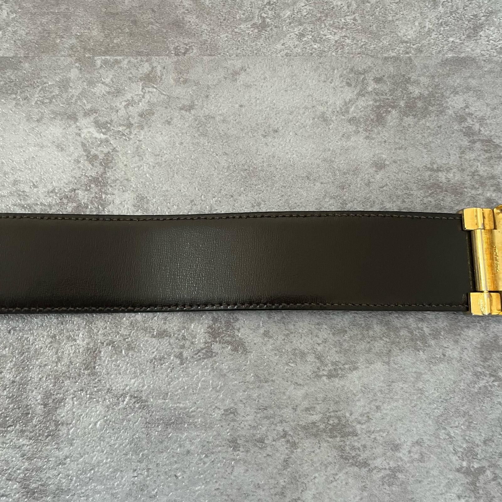 CELINE】セリーヌ 馬車バックル レザーベルト ブラック 黒色 ゴールド