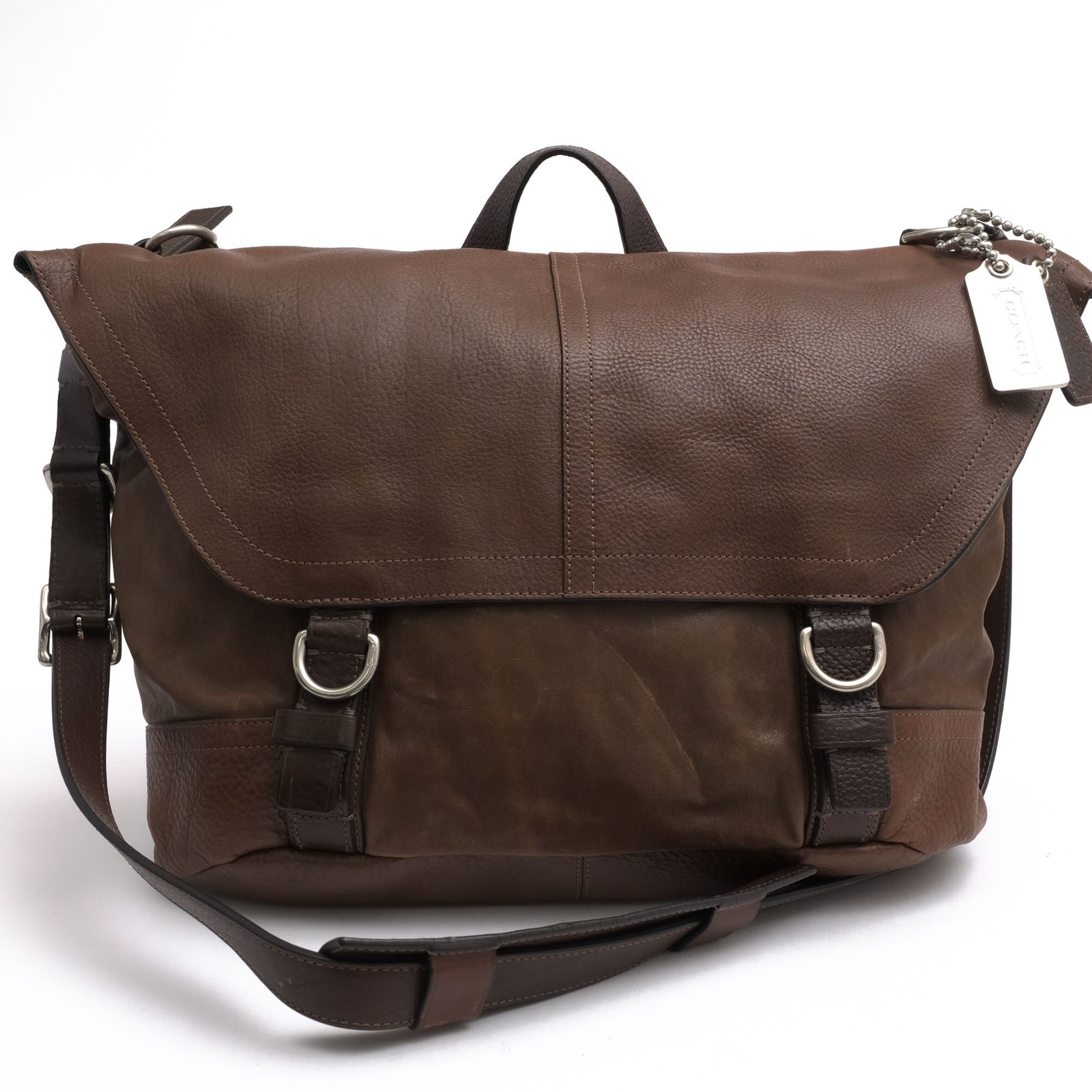 コーチ／COACH バッグ ショルダーバッグ 鞄 メンズ 男性 男性用 レザー 革 本革 ダークブラウン 茶 ブラウン 70357 Bleecker Medium Messenger ブリーカー フラップ式 メッセンジャーバッグ シボ革 シュリンクレザー ウ