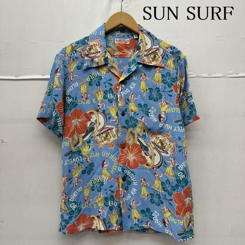 サンサーフ LOVELY HULA HANDS ハイビスカス フラダンサー 総柄 レーヨン アロハ シャツ SS39213 メンズ S ISItems【USED】【古着】【中古】50160778