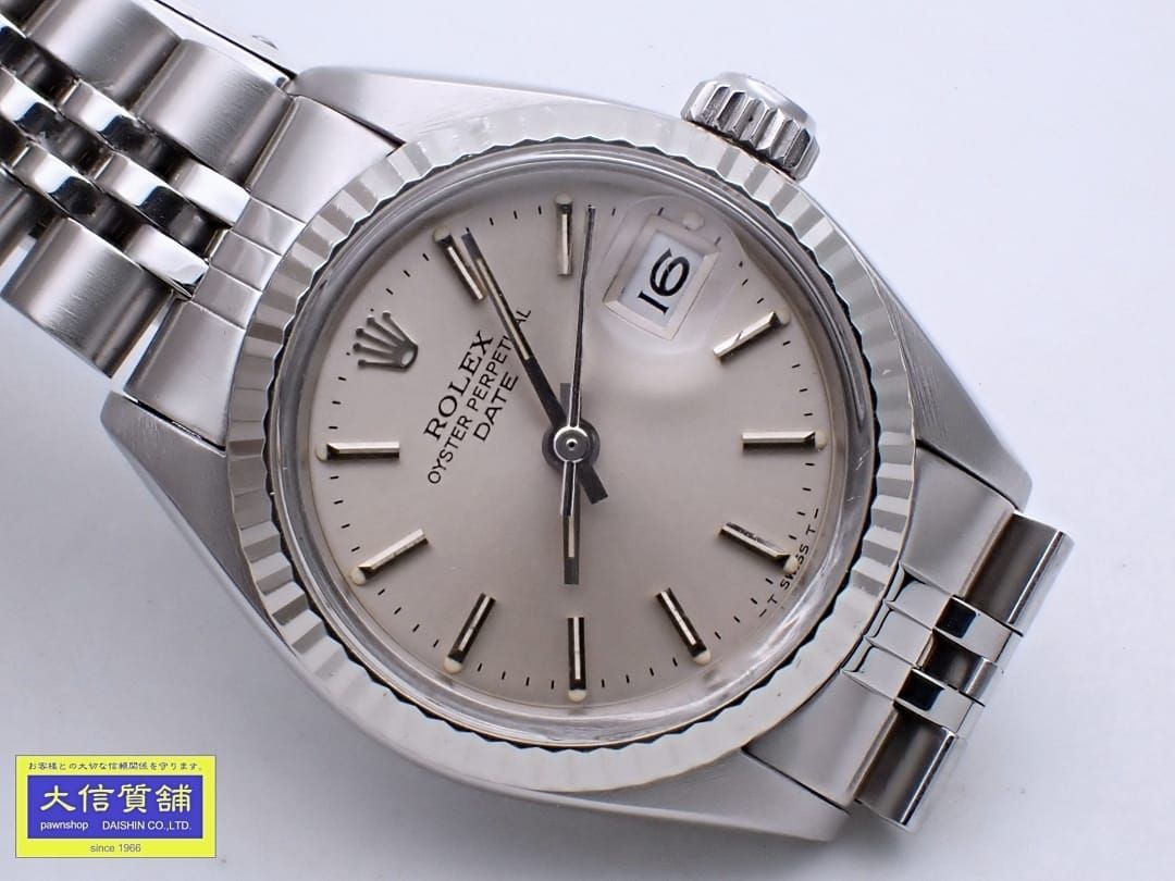 ROLEX ロレックス レディースウォッチ オイスターパーペチュアル デイト 6917 SS/WG 自動巻 74番台 シルバーダイヤル 中古B+ 【送料無料】 B-2375【質屋出品】