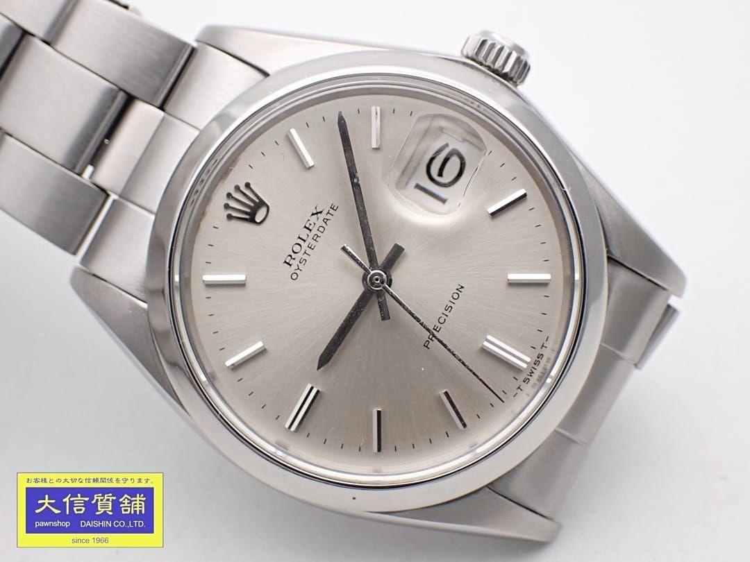 ROLEX ロレックス メンズウォッチ オイスターデイト プレシジョン 6694 SS 自動巻き 26番台 シルバーダイヤル OH済 新品仕上済 中古B+ 【送料無料】 B-2376【質屋出品】