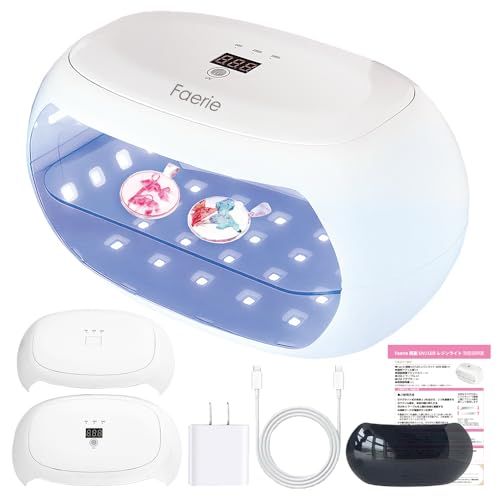 Faerie UV/LED レジン専用ライト 60W 56個led 両面UVライト ジェルネイル ライト ネイルライト タイマー設定 レジン LEDライト アクリル板搭載 マグネット式 レジンクラフト作りに最適 樹脂硬化 USB式 日本語説明 84a8ec44