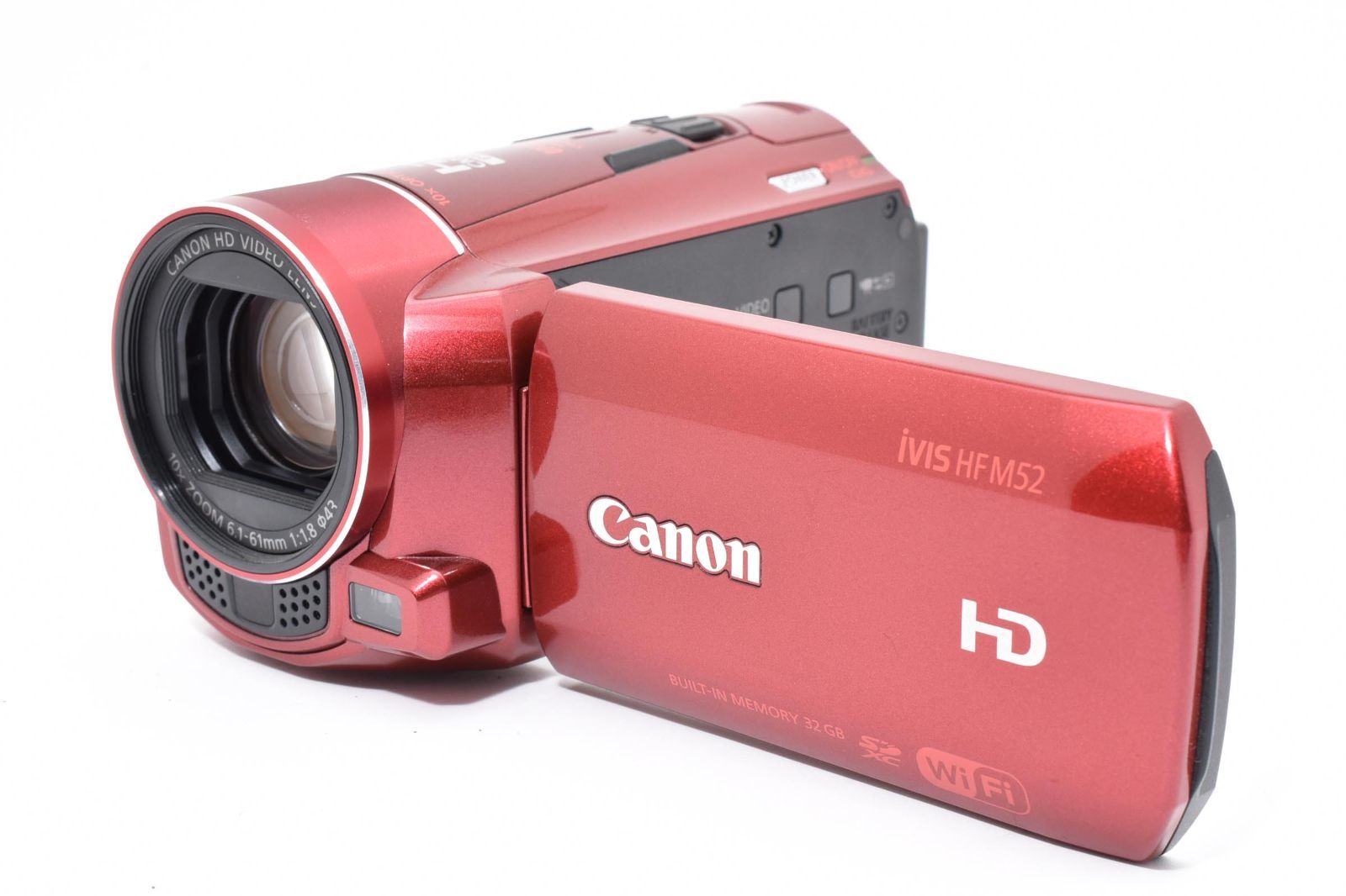 （動作確認済）Canon iVIS HF M52 レッド 本体@備品全てあります 外観美品・完動品】Canon iVIS HF M52 レッド 32GB内蔵 Wi-Fi デジタル