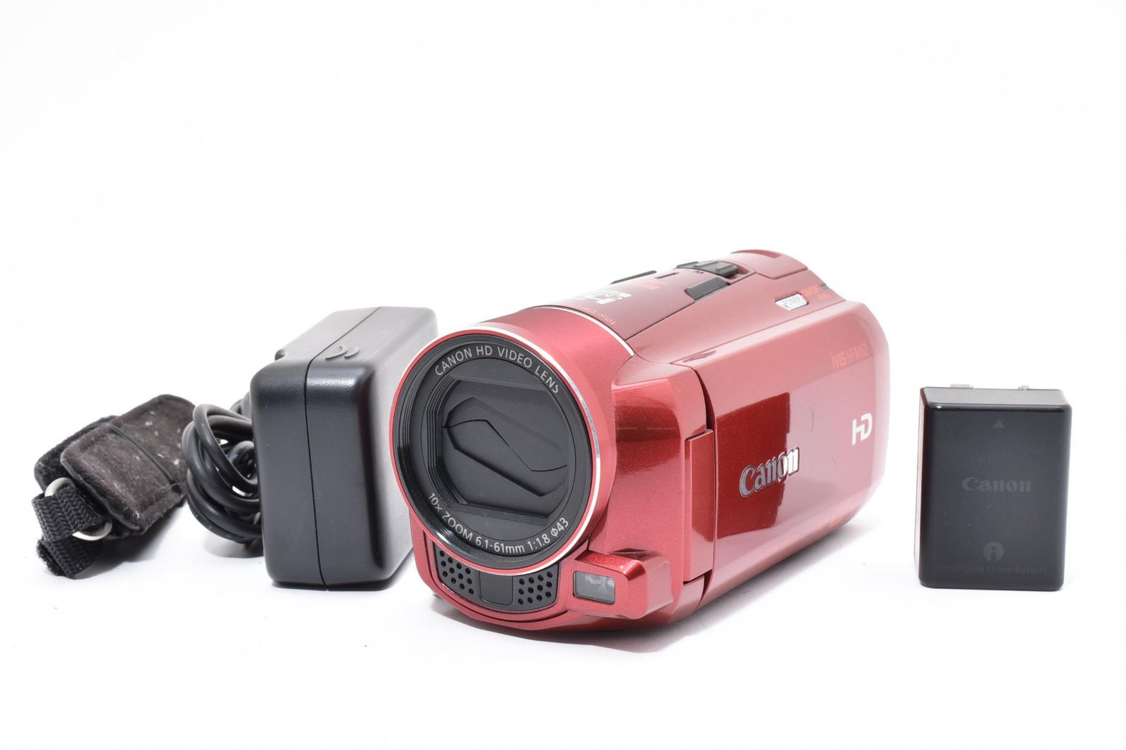 （動作確認済）Canon iVIS HF M52 レッド 本体@備品全てあります 外観美品・完動品】Canon iVIS HF M52 レッド 32GB内蔵 Wi-Fi デジタル