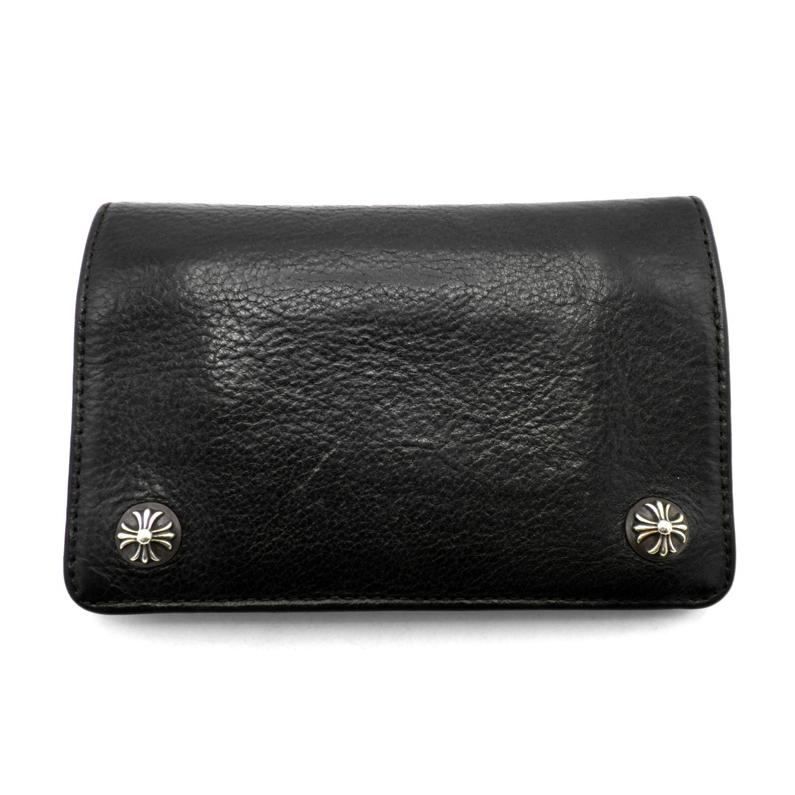 クロムハーツ CHROME HEARTS 【 2ZIP 】 2ジップ クロス ボタン レザー ウォレット 財布　49431