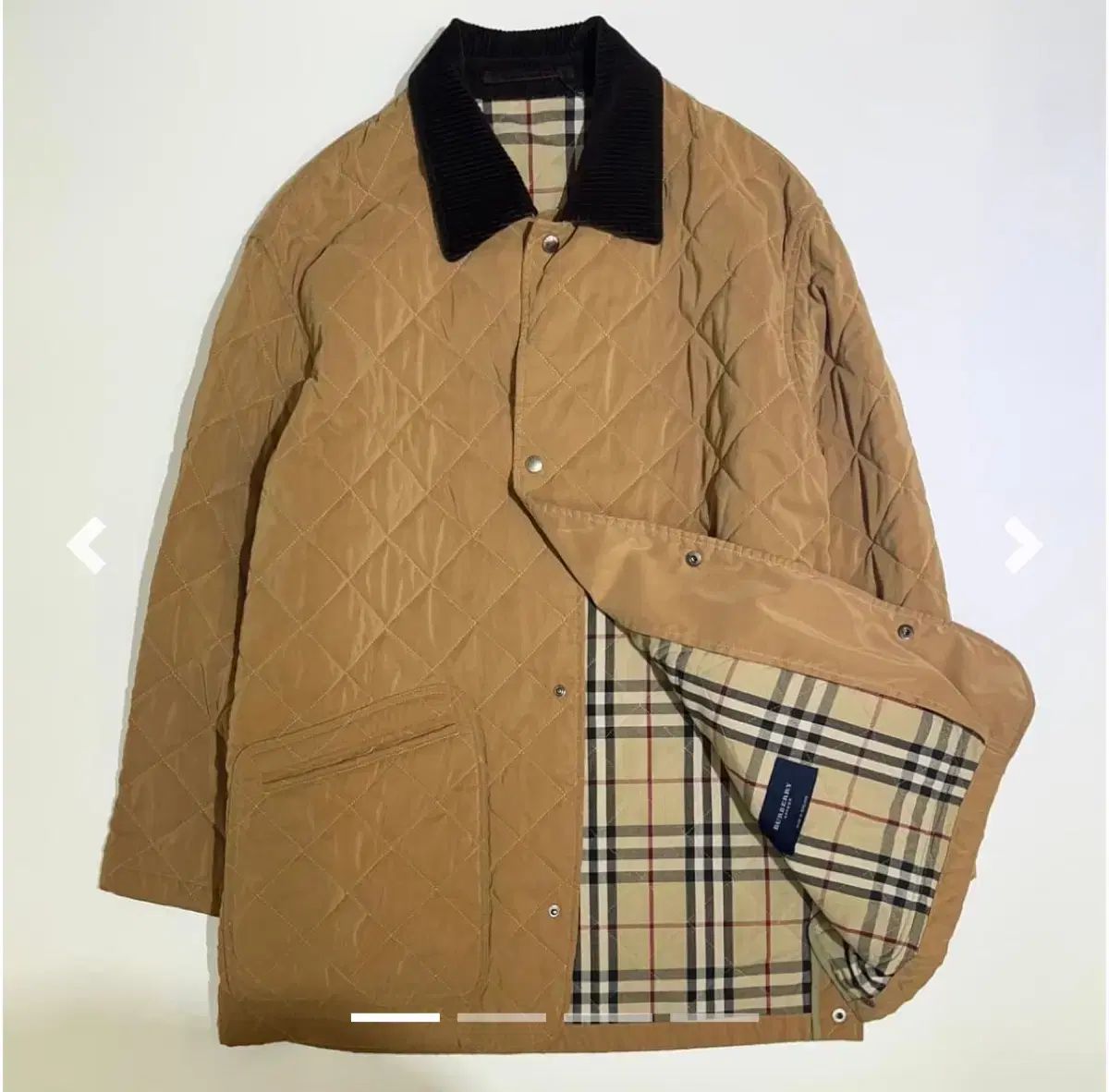 BURBERRY バーバリー ブラウン コーデュロイ カラ ベージュ キルティング ジャケット L
