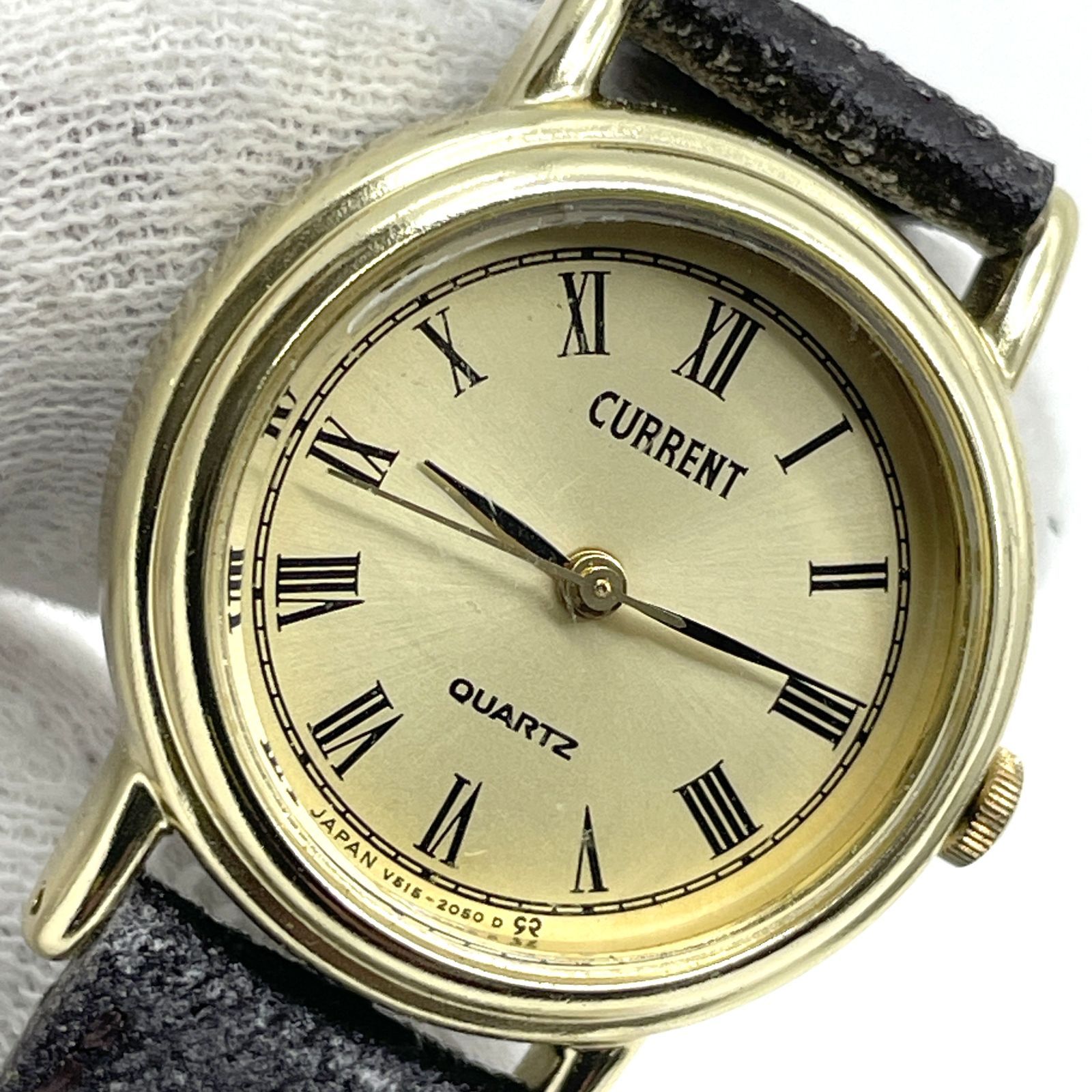 動作未確認 SEIKO セイコー クォーツ腕時計 ゴールド文字盤 V515-6410 
