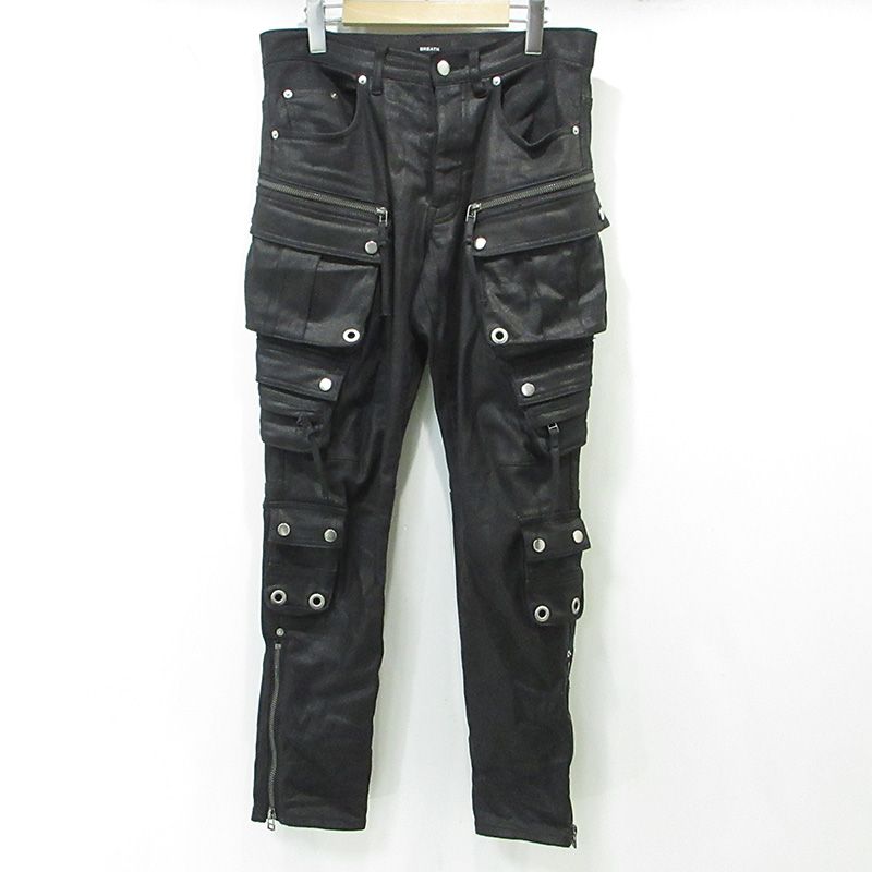 【三重本店】 中古 BREATH | ブレス MULTI POCKET SLIM CARGO TYPE-2 マルチポケットスリムカーゴパンツ コーティング加工 BR24AW-P1003 ブラック サイズ：M 【107】
