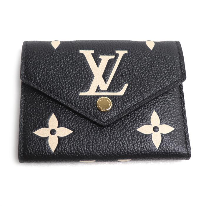 LOUIS VUITTON ルイ・ヴィトン ポルフォイユ ヴィクトリーヌ 三つ折り財布 バイカラー アンプラント ブラック M80968 ICチップ レディース 未使用 買取品