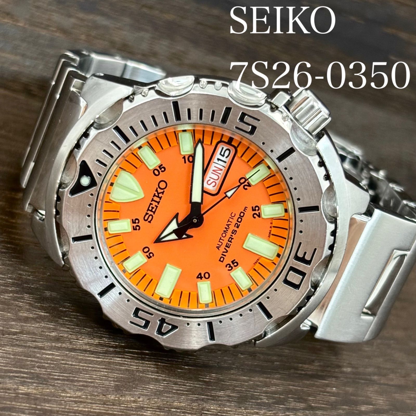 【デッドストック級/稼働】SEIKO/セイコー 超希少初期モデル オレンジモンスター 腕時計/ダイバーズウォッチ 自動巻き/AT デイデイト 200ｍ防水 2000年4月製造 japan vintage