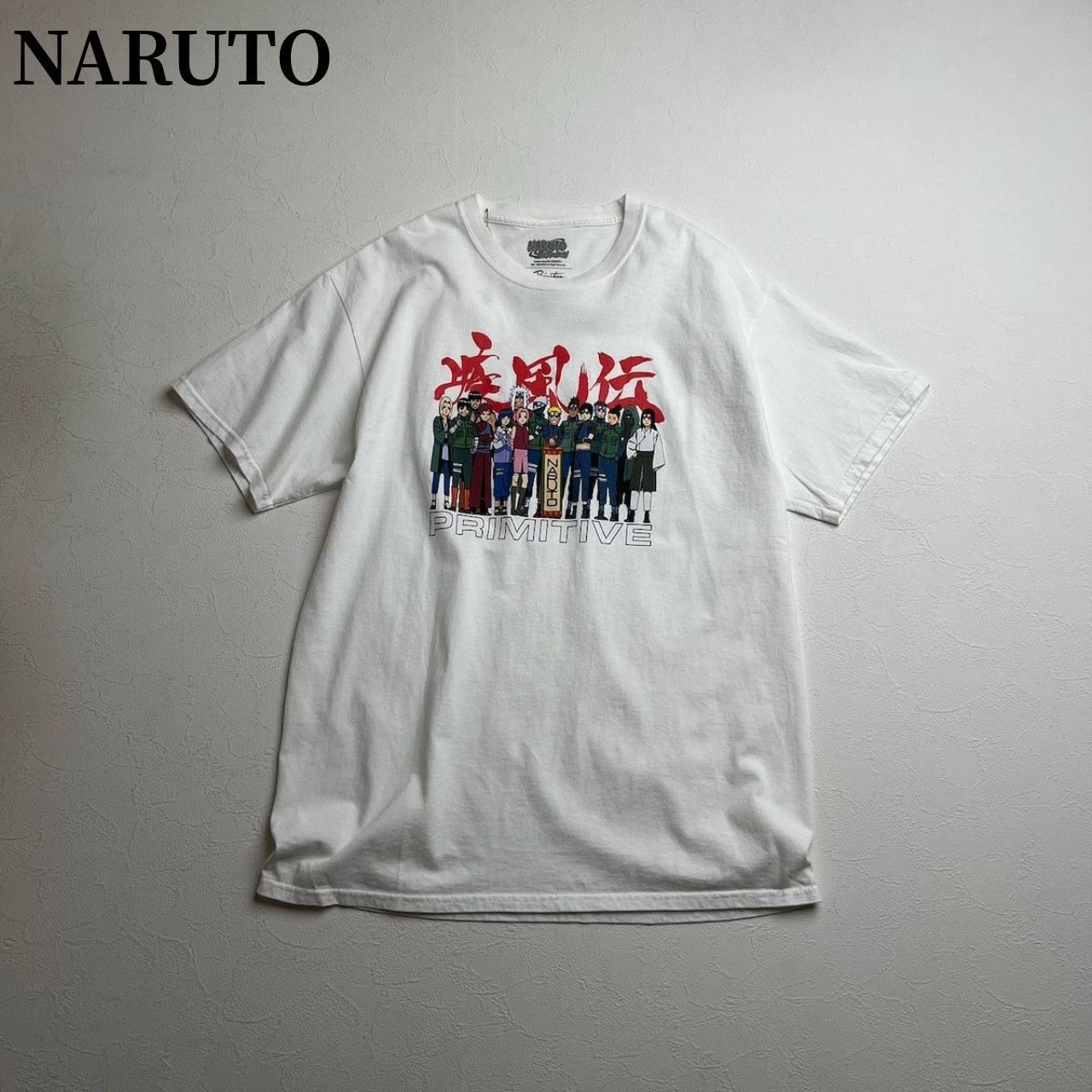 NARUTO　キャラクター　アニメTシャツ　ナルト　ホワイト　L 古着