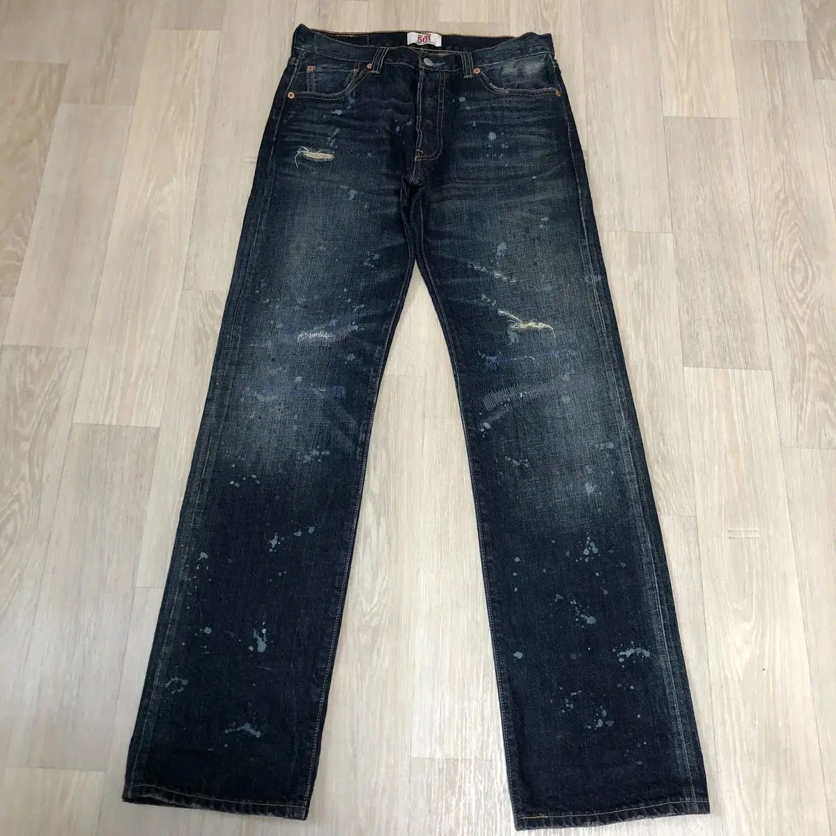 30) リーバイス Levi's 501 ストレートフィット ダメージ ペインティング デニム