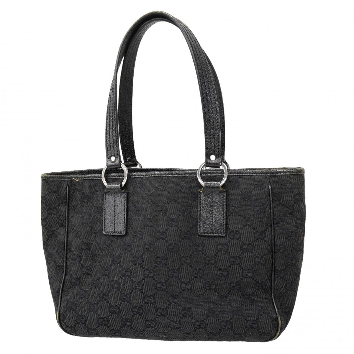 【6fa0760】グッチ トートバッグ GGキャンバス 113019 キャンバス ブラック シルバー金具【中古】レディース