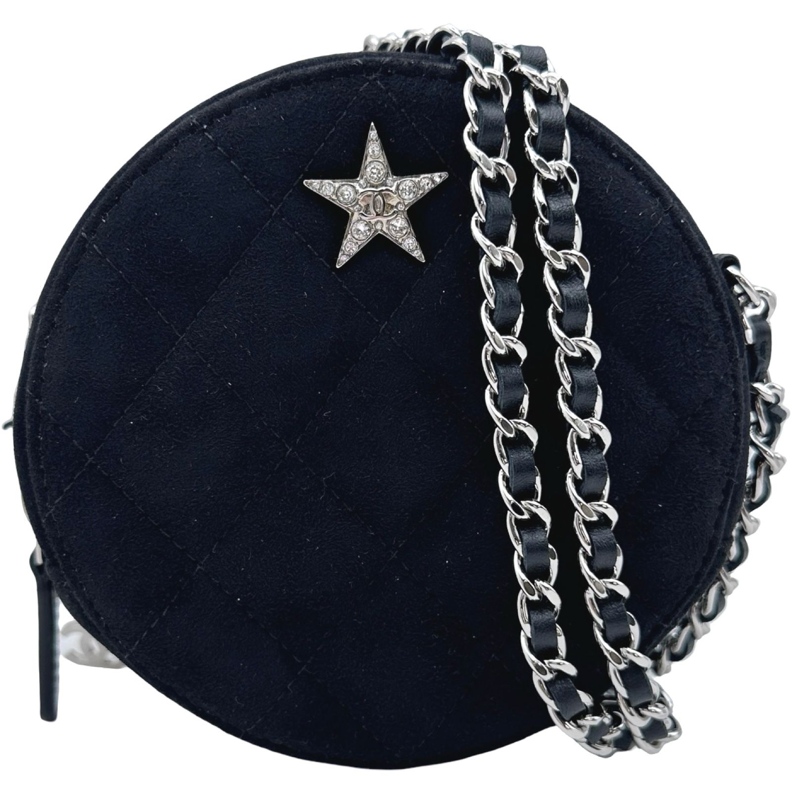 シャネル CHANEL マトラッセラウンドチェーンショルダー AP0245 29番台 ブラック シルバー金具 スターモチーフ/スエード レディース ショルダーバッグ