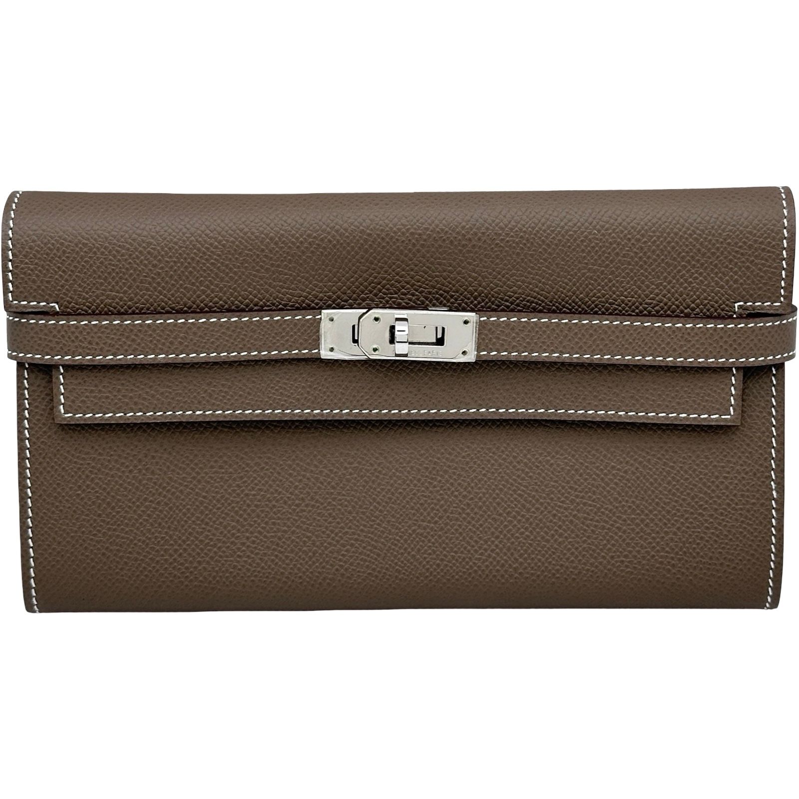 エルメス HERMES ケリーロングウォレット ▢O刻印 エトゥープ シルバー金具 エプソン レディース 長財布