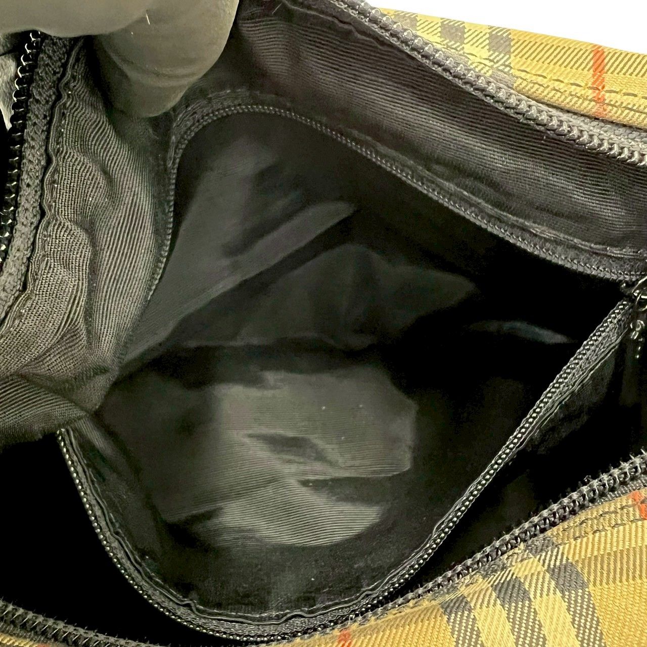 極 美品 BURBERRY バーバリー ノバチェック 柄 キャンバス レザー 本革