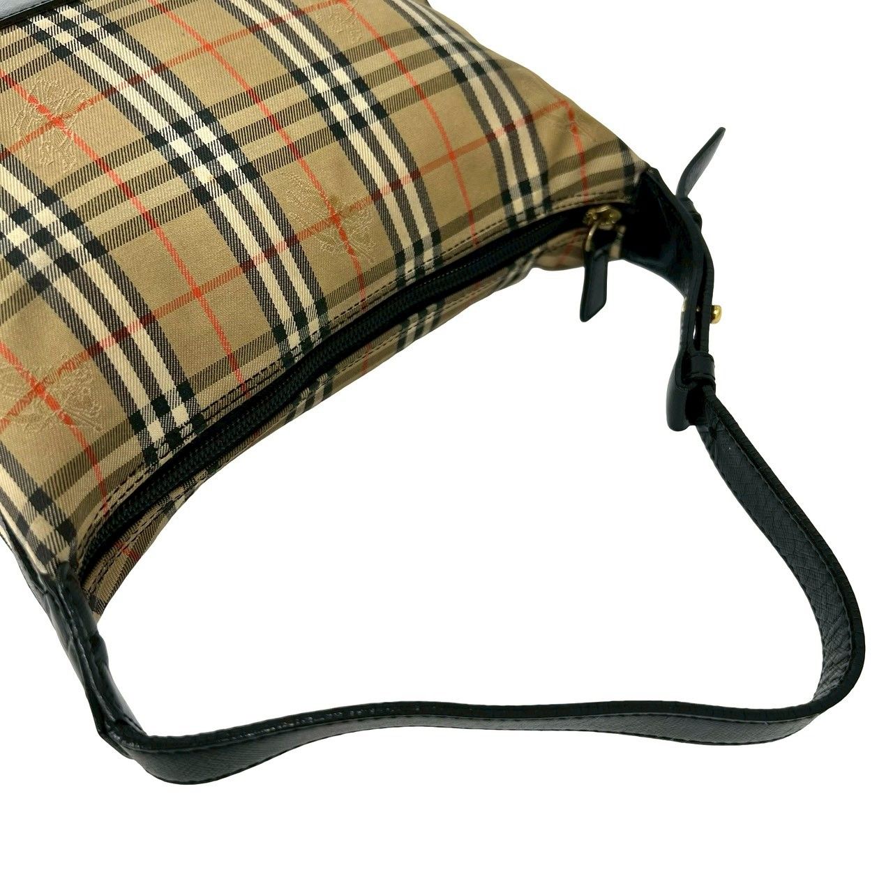 極 美品 BURBERRY バーバリー ノバチェック 柄 キャンバス レザー 本革