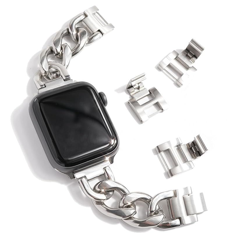 Royce&Roland Apple watch バンドチェーン/ステンレス シルバー (40mm 41mm 42mm) 長さ調整 工具不要/アップルウォッチ 時計 鎖 ベルト (Series 11 10 9 8 7 6 5 4 SE Ultra) メンズ レ 7,236円