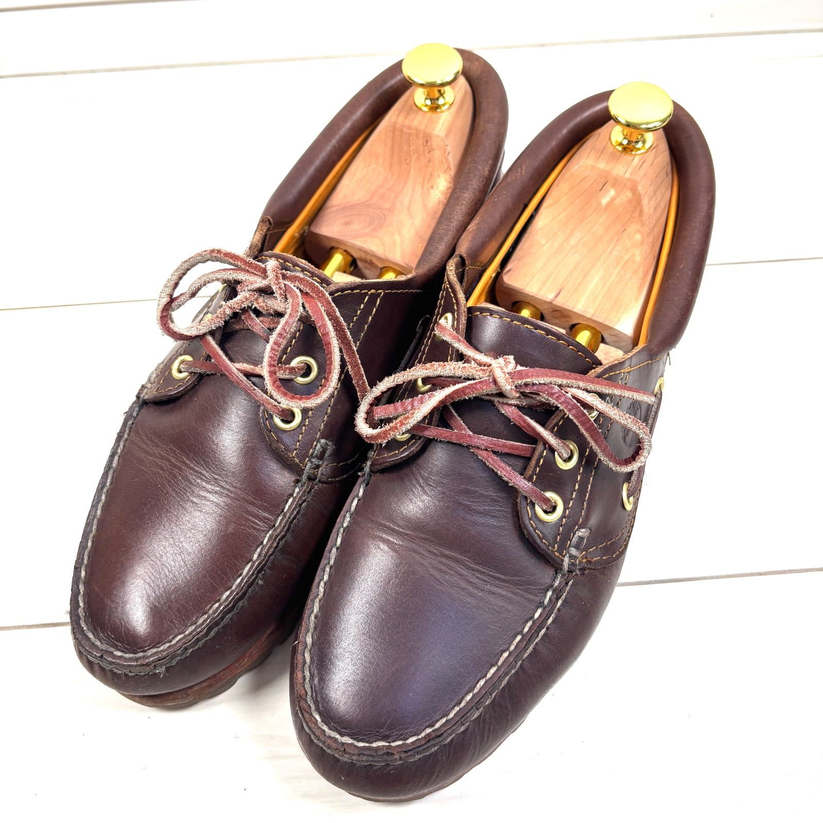 （美品）Timberland ブラウン スリーアイ　デッキシューズ 希少】Timberland 3eye デッキシューズ ブラウン 25cm - メルカリ