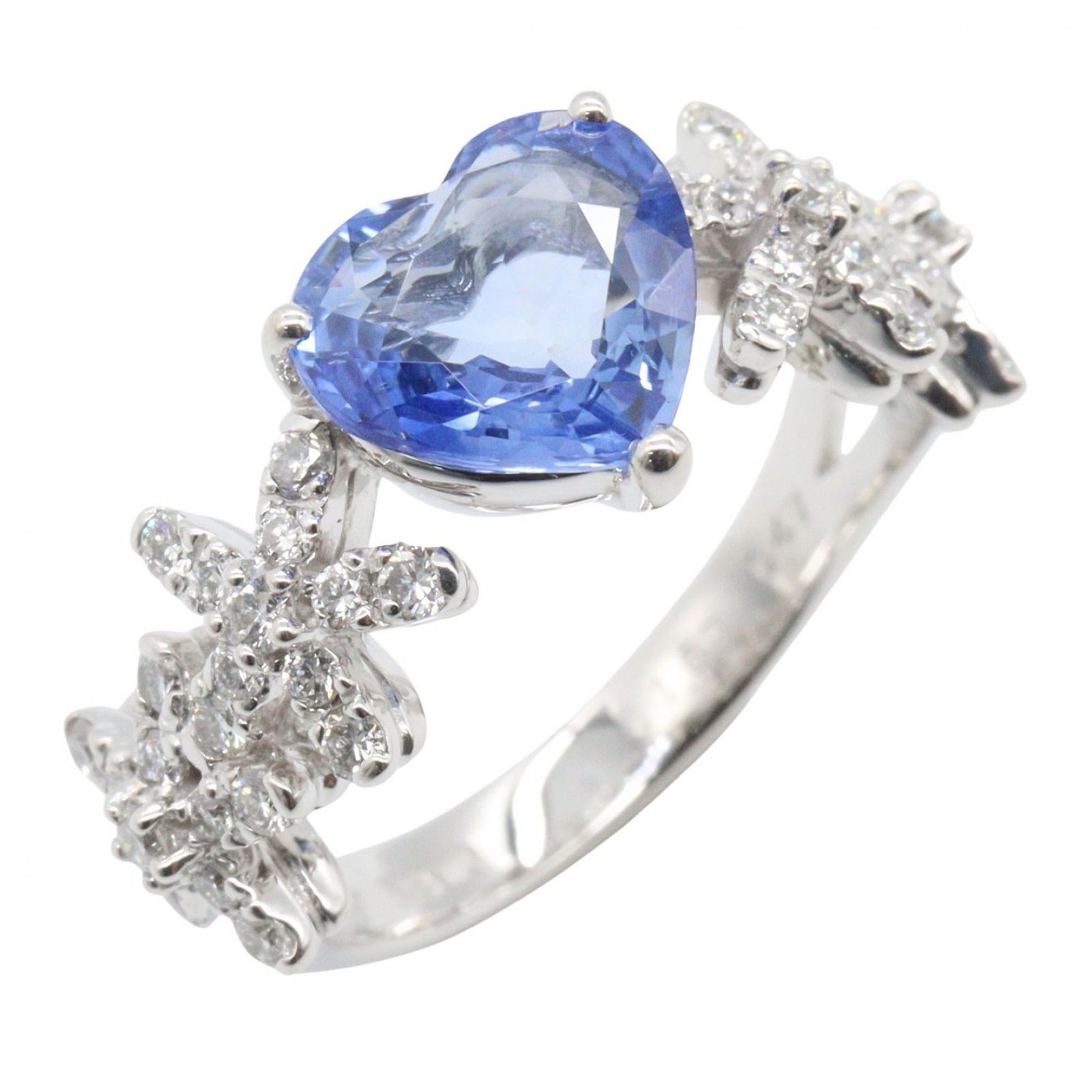Ponte Vecchio Ponte Vecchio Ring Sapphire Diamond #9 .5 K18WG (White Gold) Diamond Sapphire/Diamond Ring Women's Used A