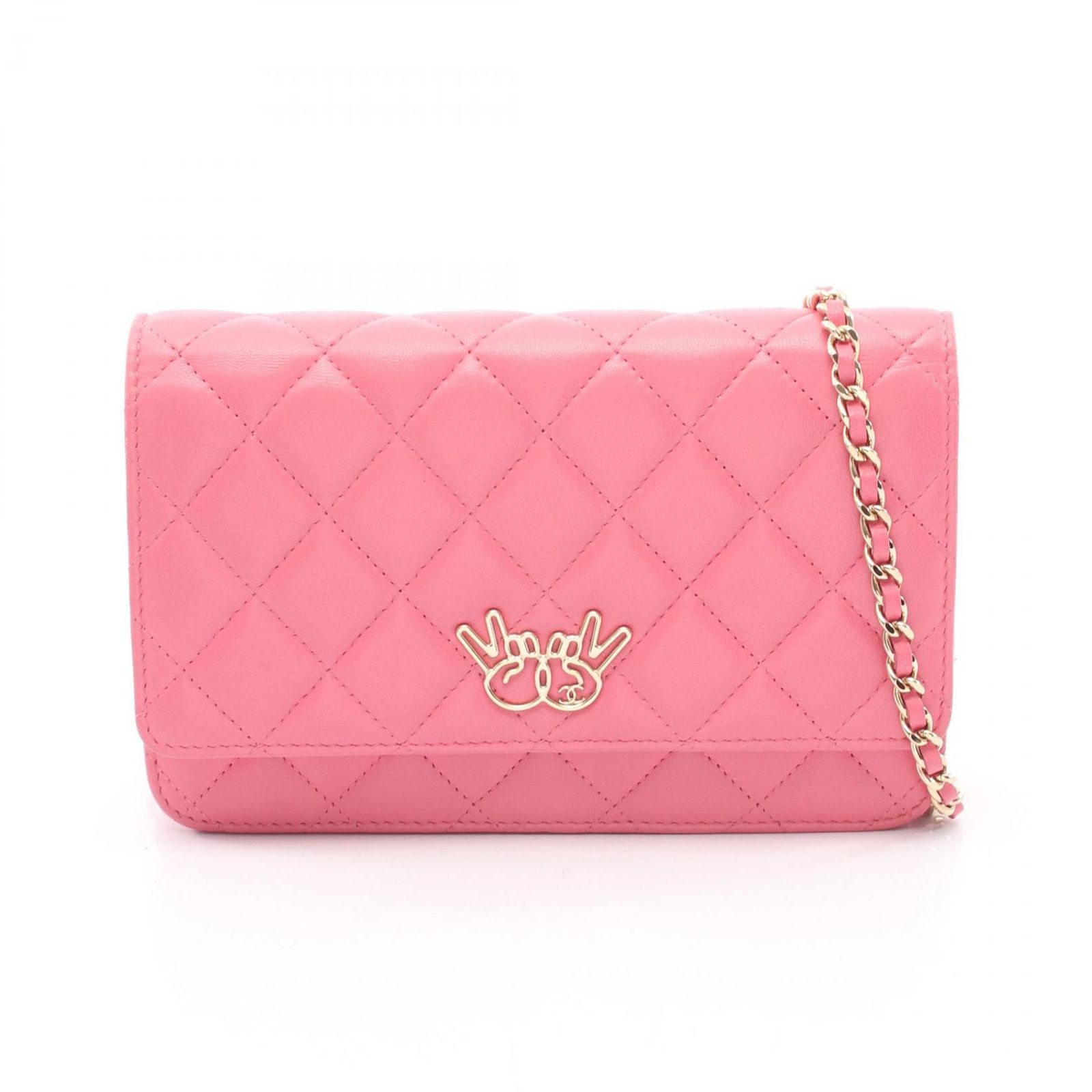 シャネル CHANEL ショルダーバッグ マトラッセ ダブルピース ピンク ラムスキン（羊革） マトラッセ ダブルピース チェーンウォレット レディース Used B