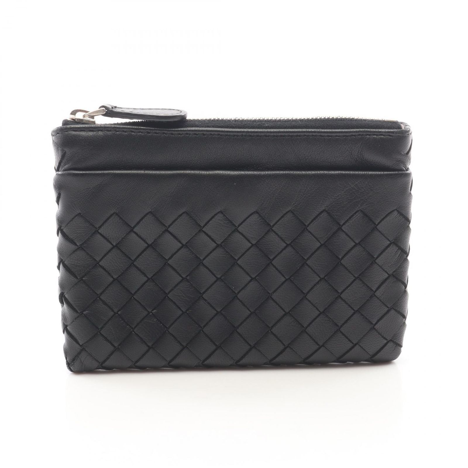 ボッテガヴェネタ BOTTEGA VENETA コインケース イントレチャート キーリング付き ブラック レザー イントレチャート キーリング付き コインケース メンズ Used A