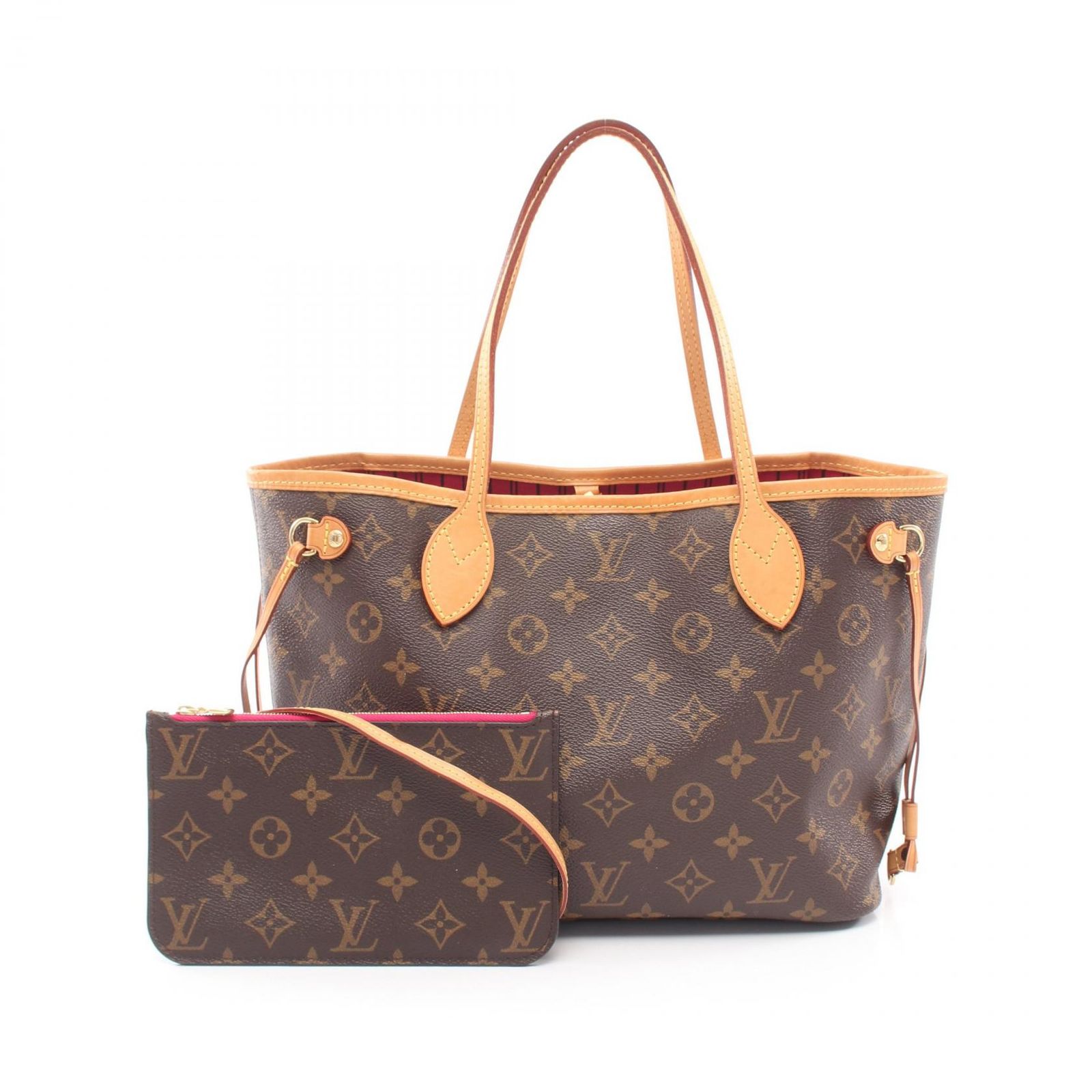 ルイ・ヴィトン LOUIS VUITTON トートバッグ ネヴァーフルPM M41245 ピヴォワンヌ PVCコーティングキャンバス レザー ネヴァーフルPM レディース Used A