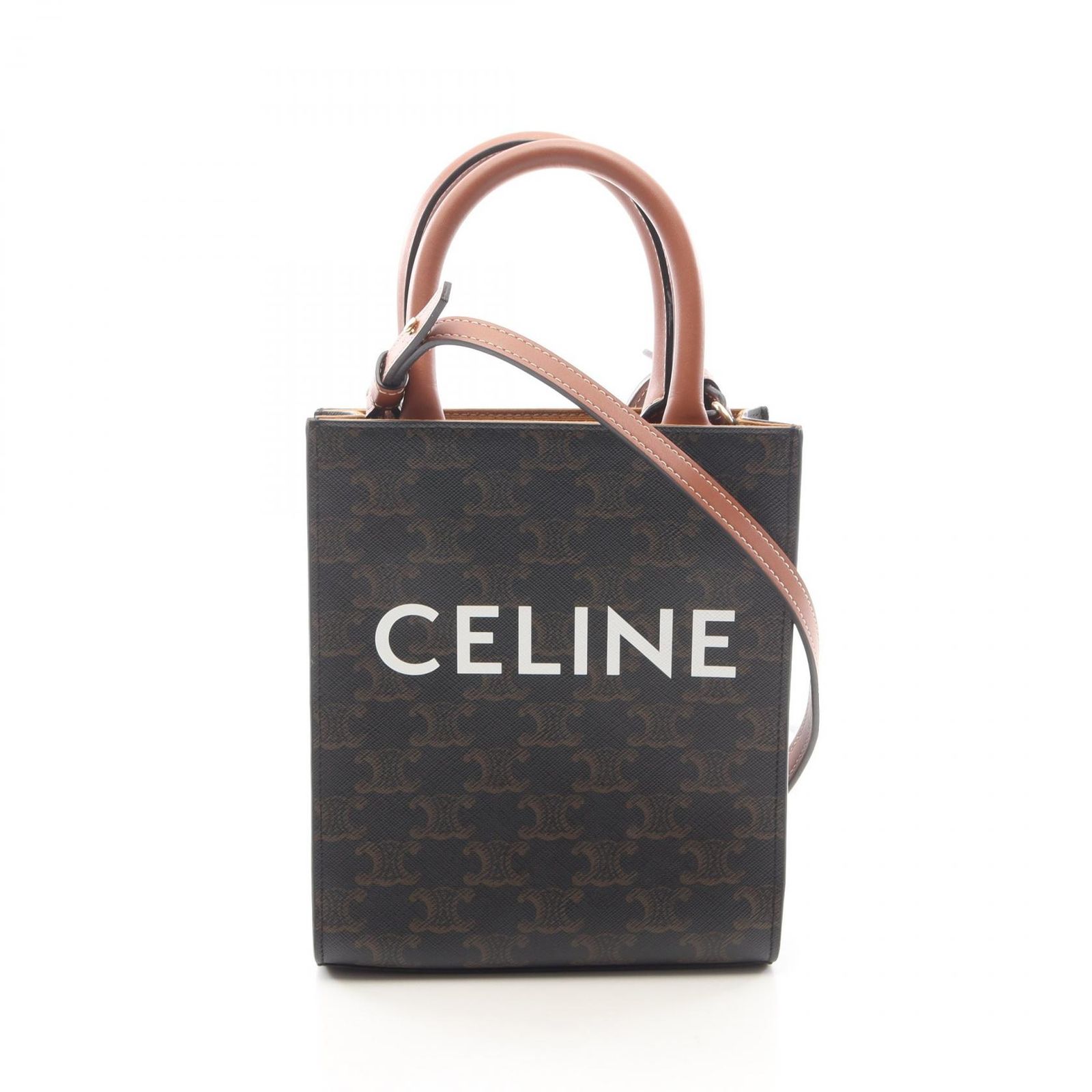 セリーヌ CELINE ハンドバッグ ミニ バーティカルカバ トリオンフ 2WAY 194372 ブラック/ブラウン PVCコーティングキャンバス レザー トリオンフ バーティカル カバ ミニ