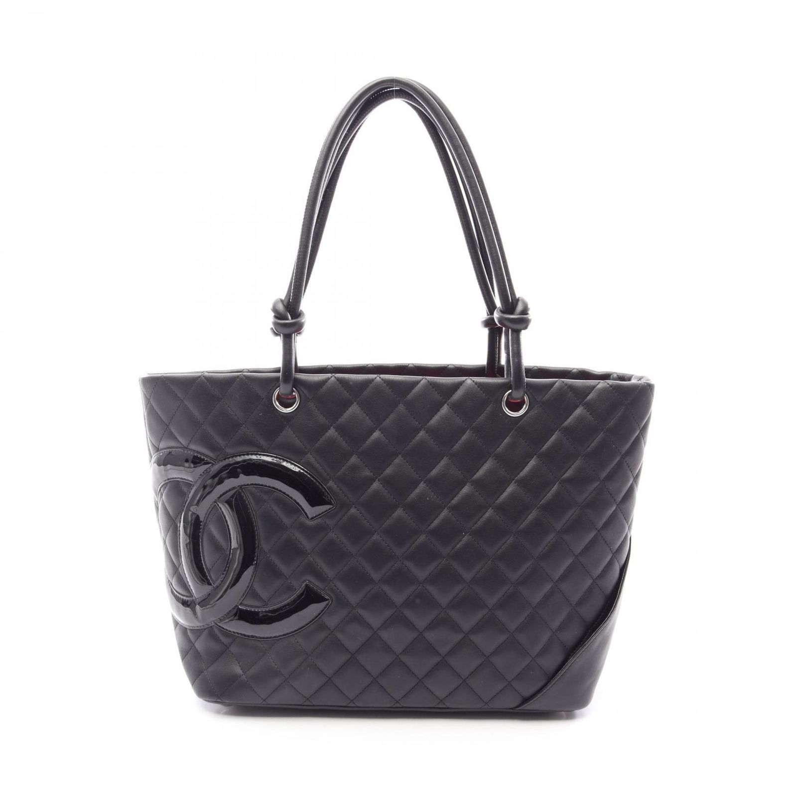 シャネル CHANEL トートバッグ カンボンライン ラージ A25169 ブラック レザー エナメル カンボン ラージトート レディース Used A
