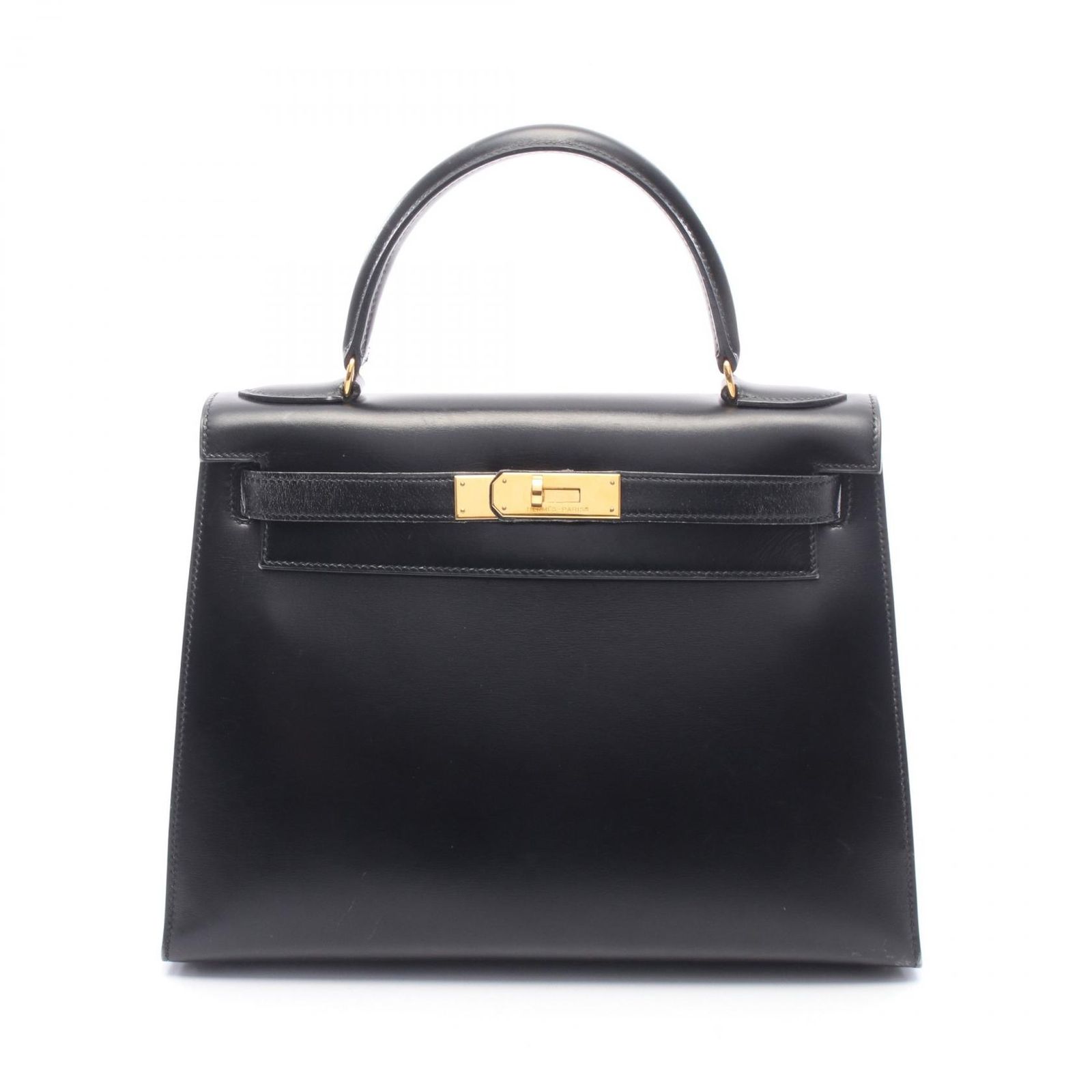 エルメス HERMES ハンドバッグ ケリー28 外縫い 2WAY ブラック カーフ（牛革） ケリー28 ブラック レディース Used A