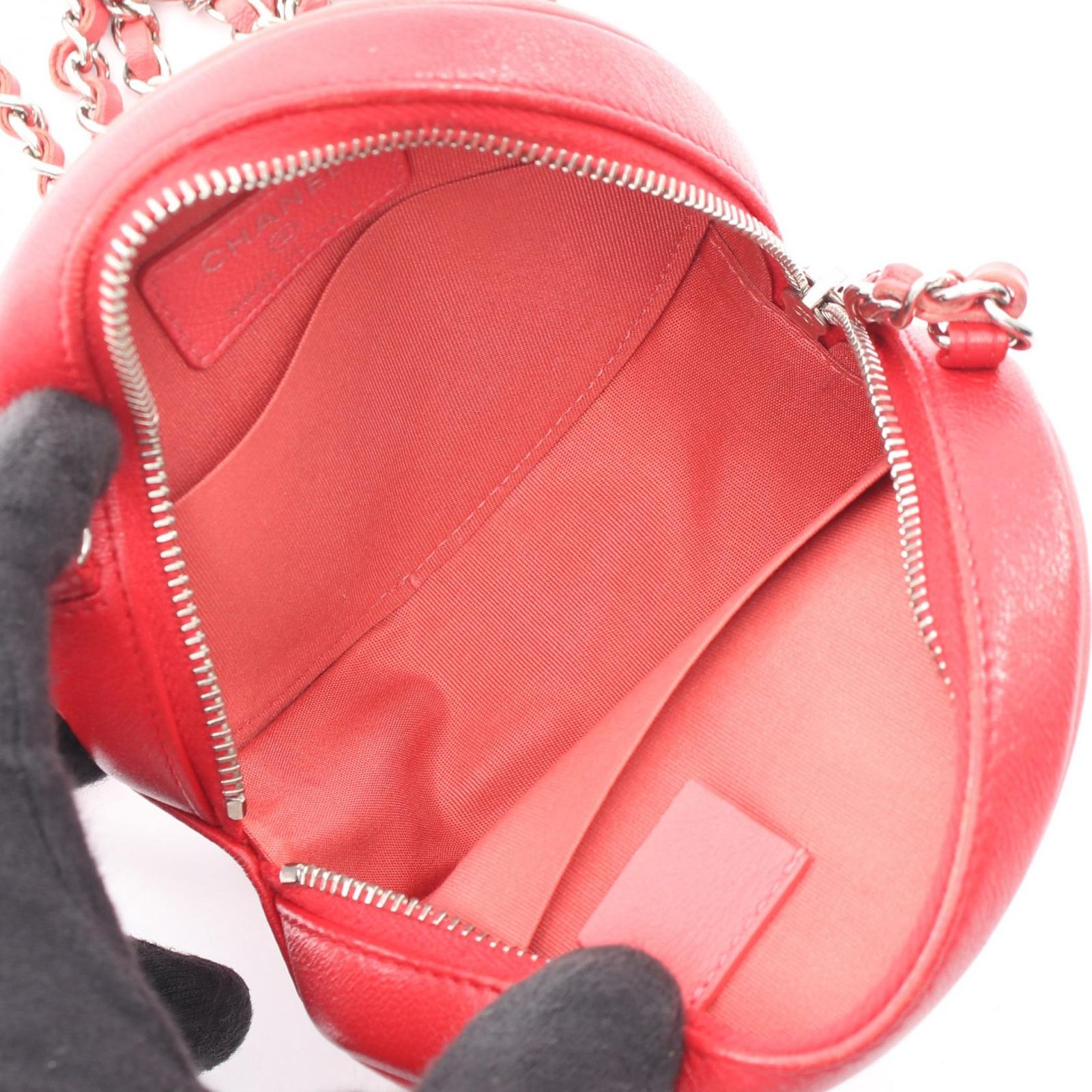 シャネル CHANEL ショルダーバッグ マトラッセ ラウンド レッド 