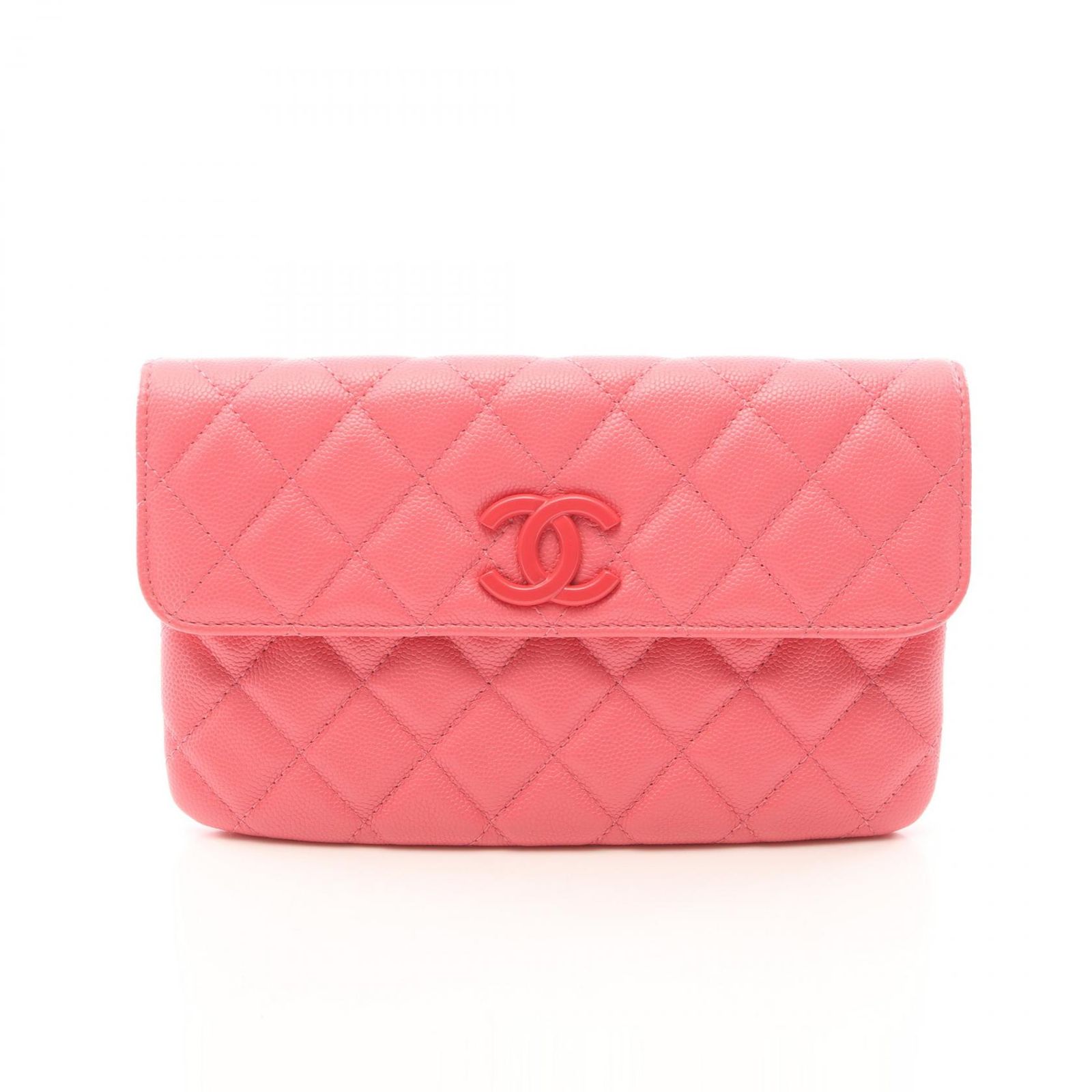 シャネル CHANEL 札入れ マトラッセ フラップ ピンク キャビアスキン(グレインドカーフ) マトラッセ ロングフラップ ウォレット レディース Used A