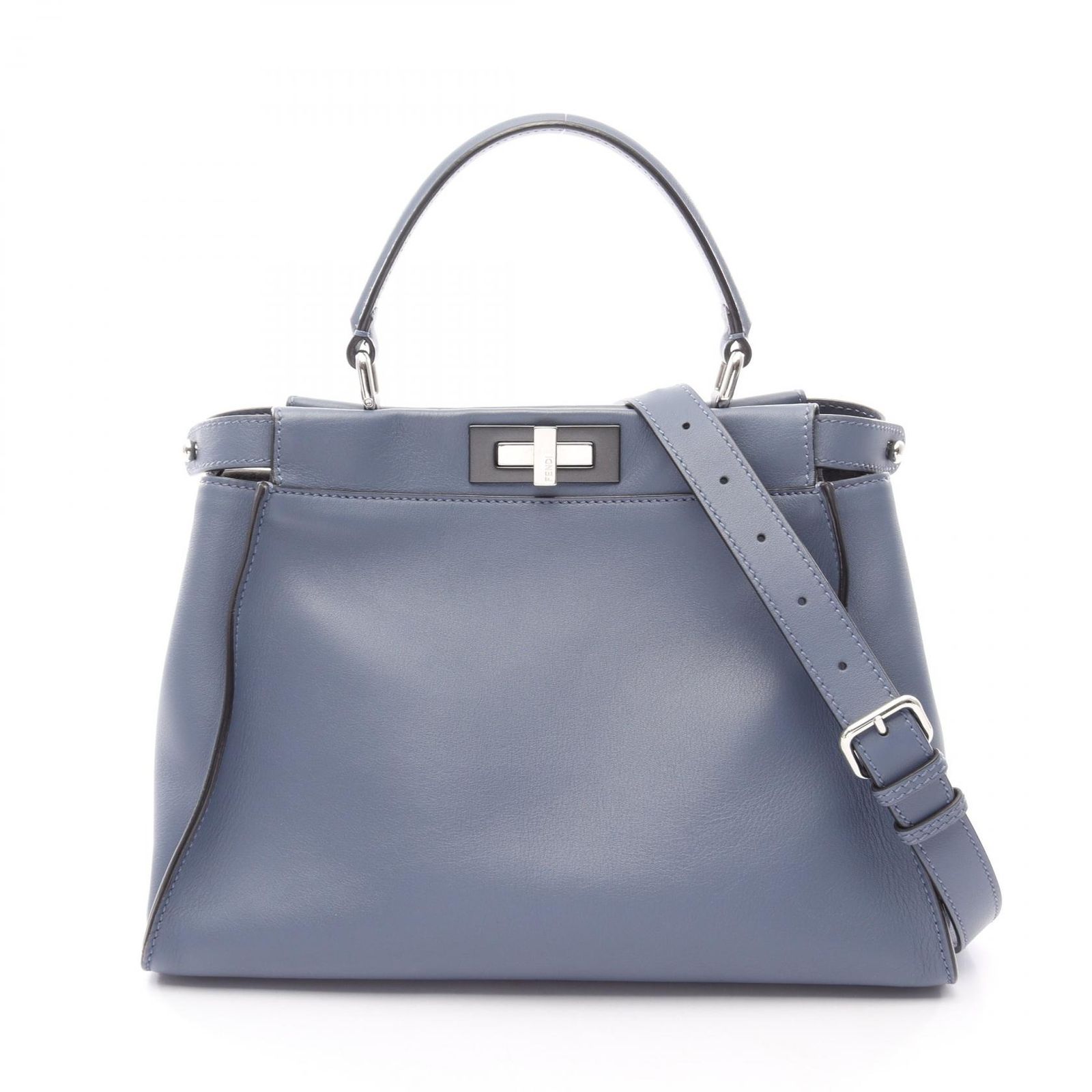 フェンディ FENDI ハンドバッグ ピーカブー レギュラー 2WAY 8BN290 ブルー レザー ピーカブー レギュラー レディース Used A
