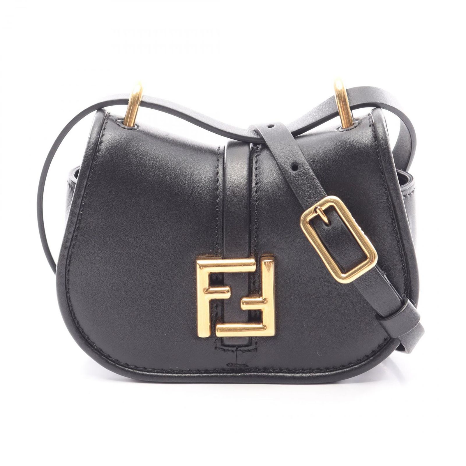 フェンディ FENDI ショルダーバッグ カモン ナノ WS12937 ブラック レザー カモン ナノ レディース Used A