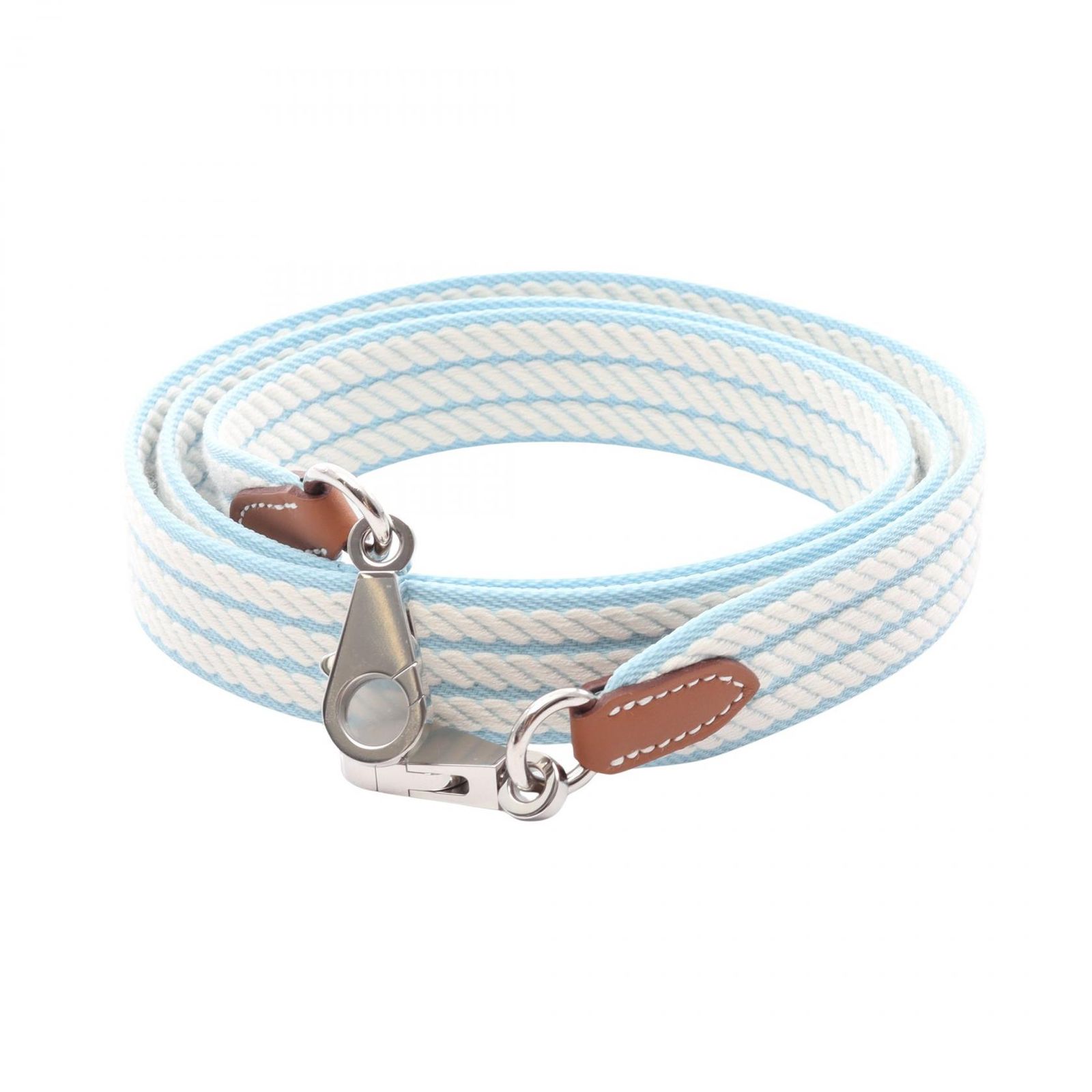 エルメス HERMES ショルダーストラップ バンドリエール サングル コルダージュ ライトブルー/ホワイト キャンバス レザー バンドリエール サングル コルダージュ