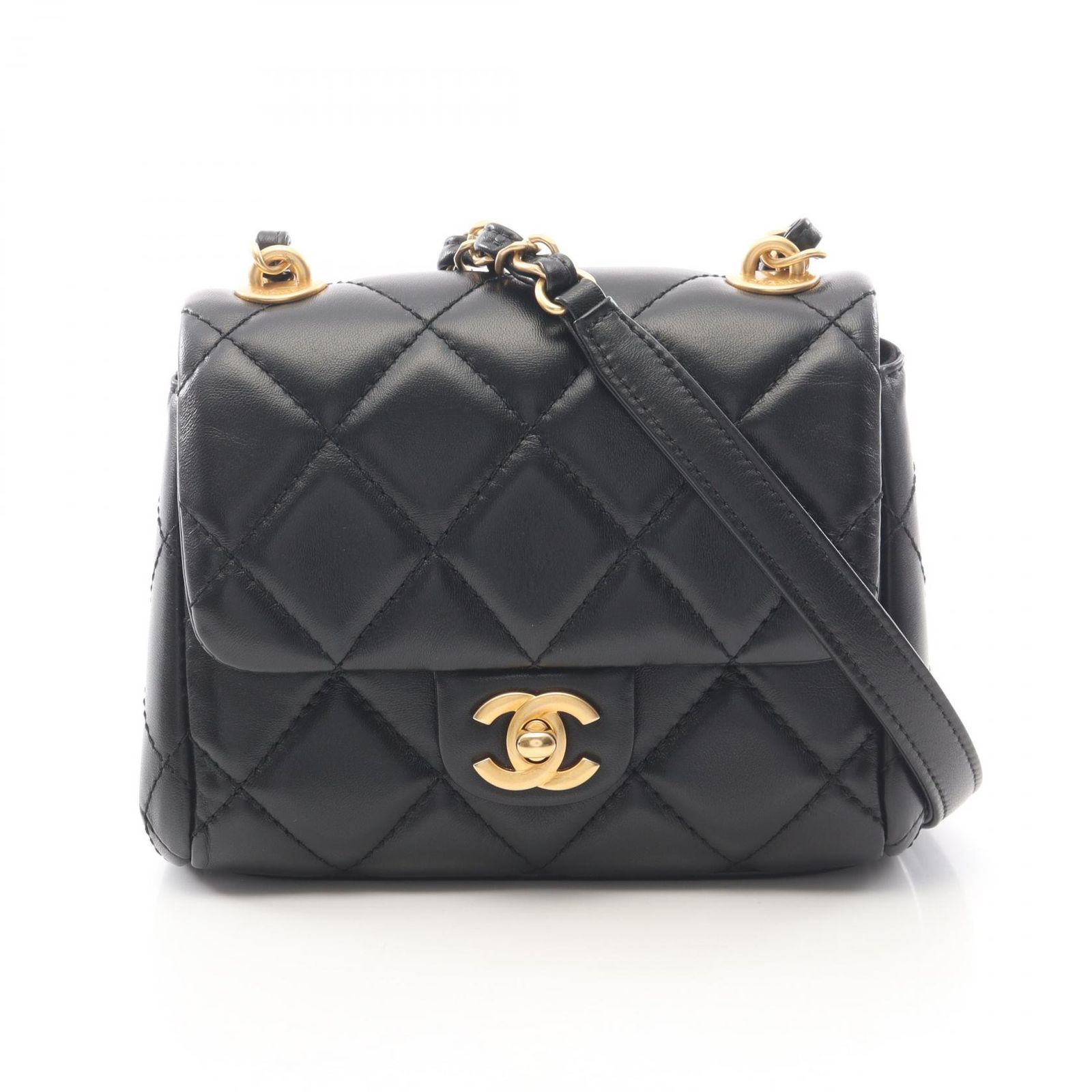 シャネル CHANEL ショルダーバッグ マトラッセ スモールフラップ AS3933 ブラック ラムスキン（羊革） マトラッセ スモールフラップ チェーンショルダー レディース