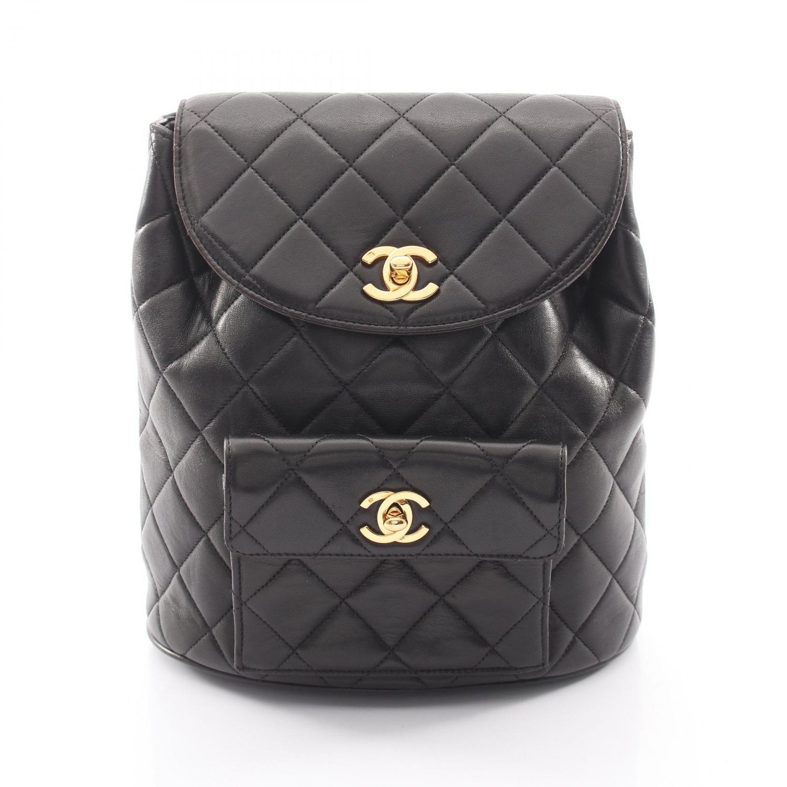 シャネル CHANEL リュックサック バックパック マトラッセ ターンロック チェーン A04194 ブラック ラムスキン（羊革） マトラッセ ダブルターンロック バックパック
