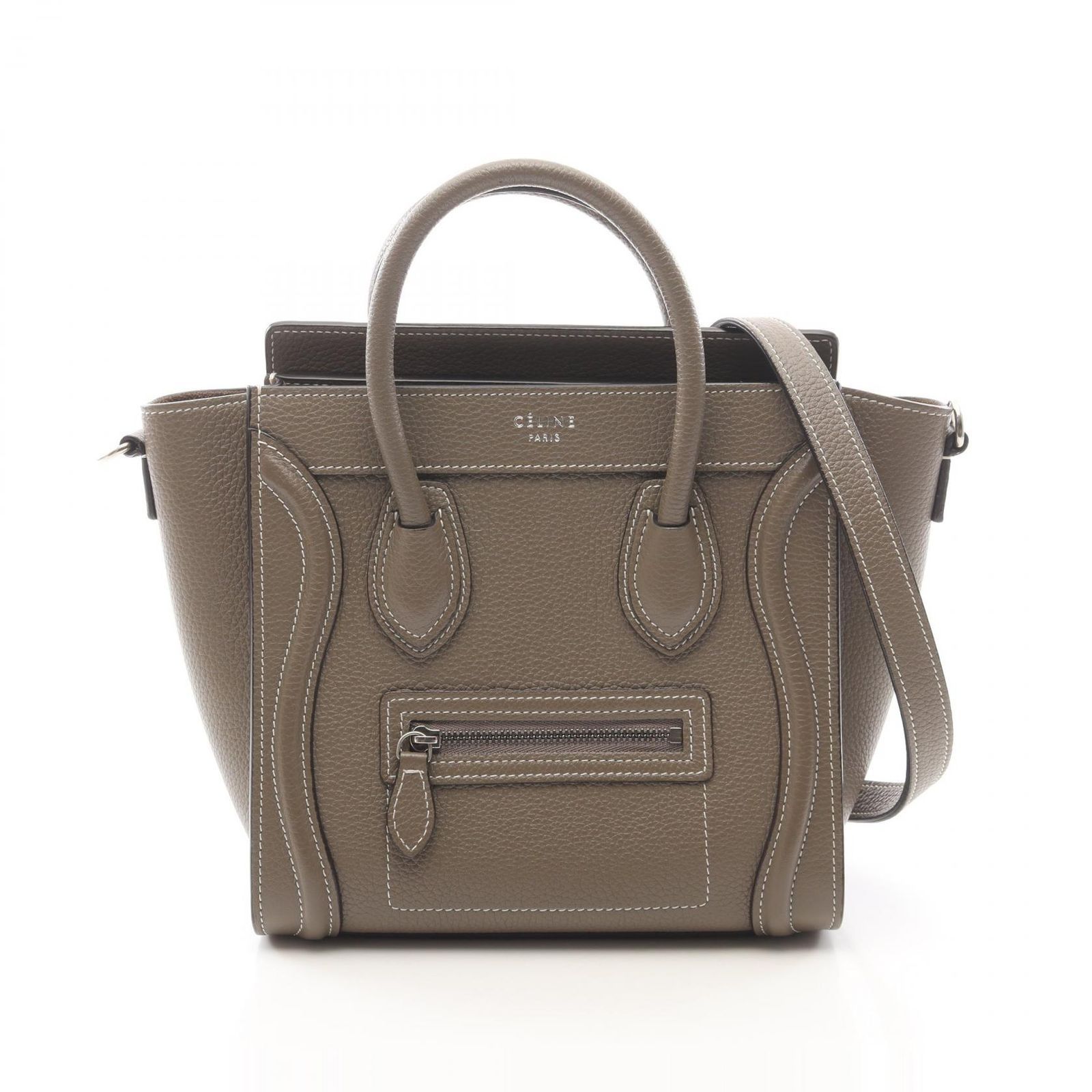 セリーヌ CELINE ハンドバッグ ラゲージ ナノショッパー 2WAY グレージュ レザー ラゲージ ナノ ショッパー レディース Used A