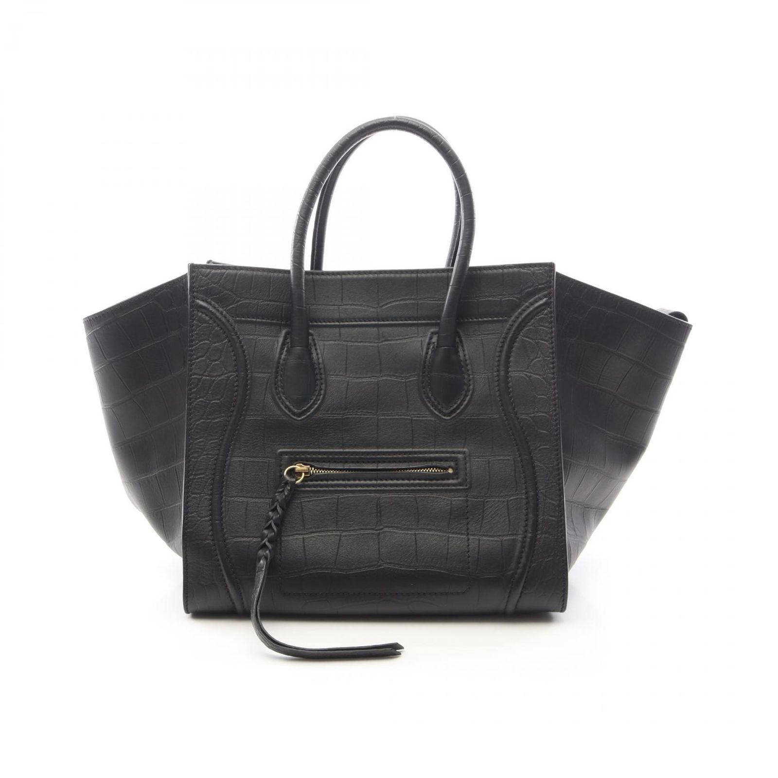 セリーヌ CELINE トートバッグ ラゲージ ファントム 169953 ブラック レザー ラゲージ ファントム レディース Used A