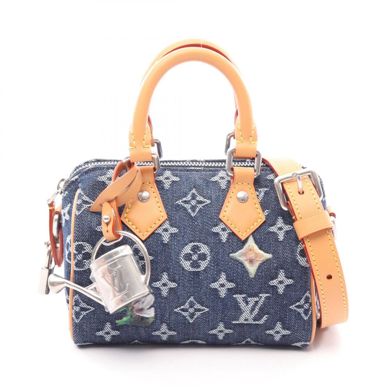 ルイ・ヴィトン LOUIS VUITTON ハンドバッグ スピーディ バンドリエール18 モノグラムフラワー 2WAY M27557 ブルー デニム レザー スピーディ・バンドリエール18 レディース